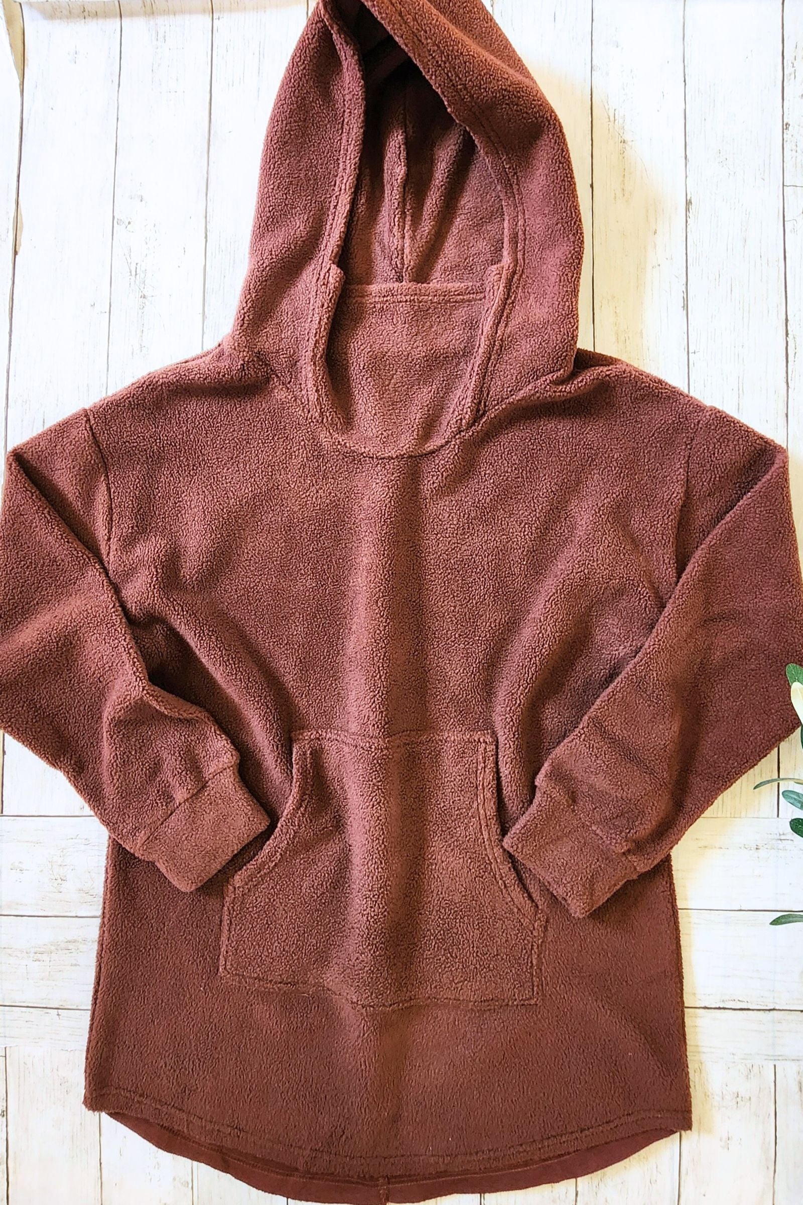 Chocolate Brown Fleece Hoodie Tunic Dress