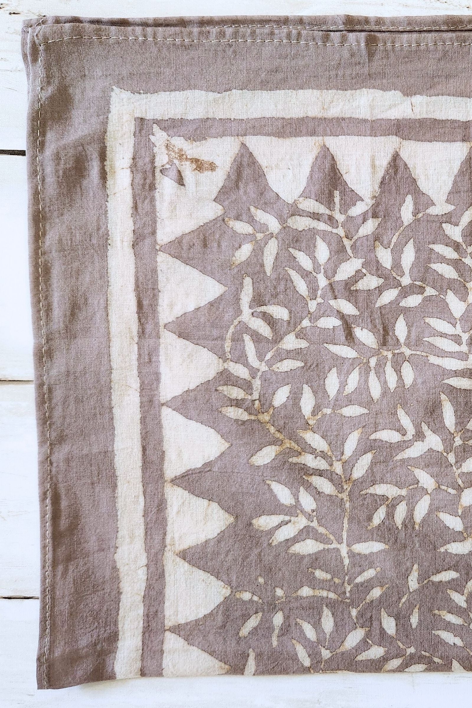 Tan Vine Block Print Bandana