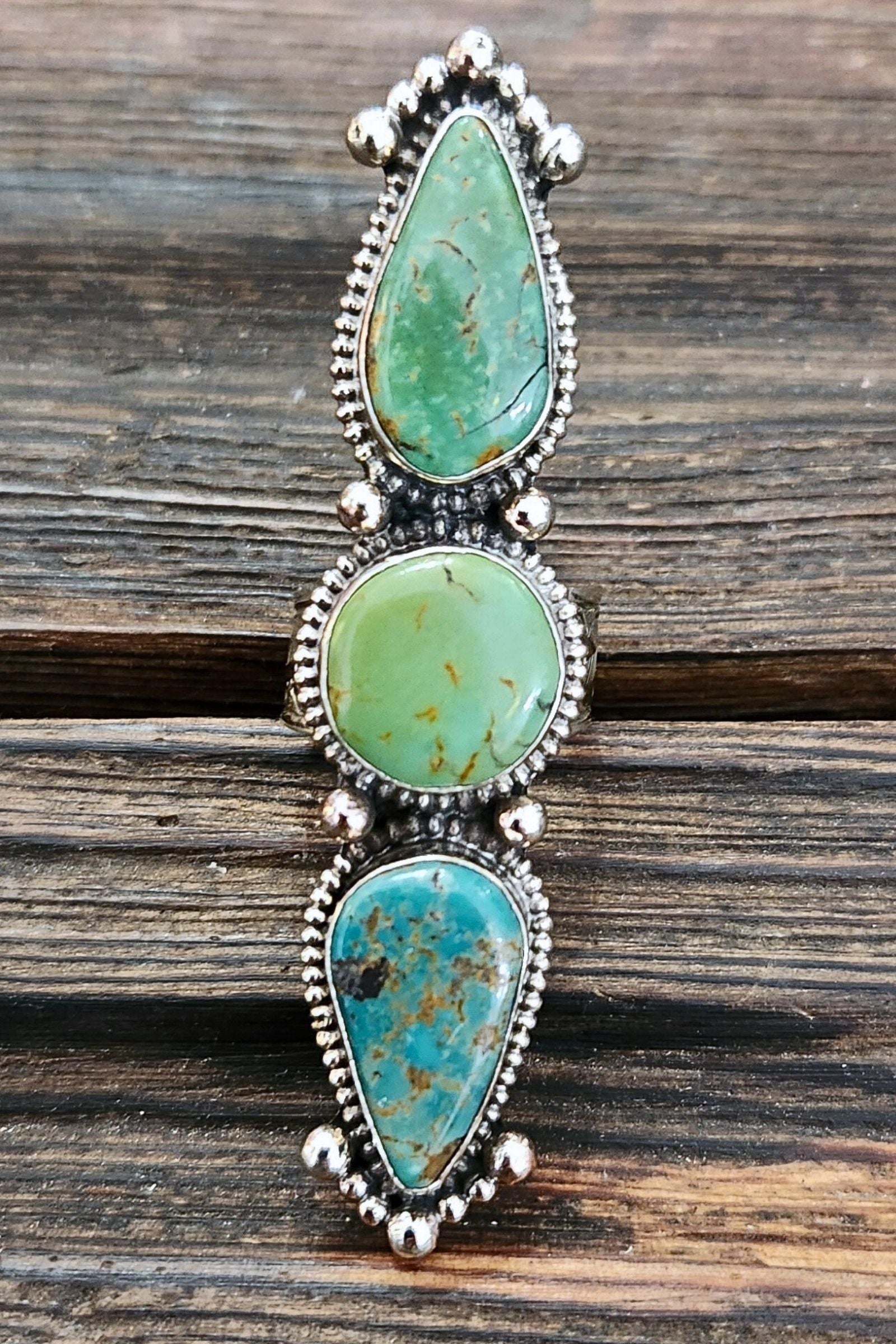 Adjustable Tibetan Silver Turquoise Crawler Ring | One-of-a-Kind (021)