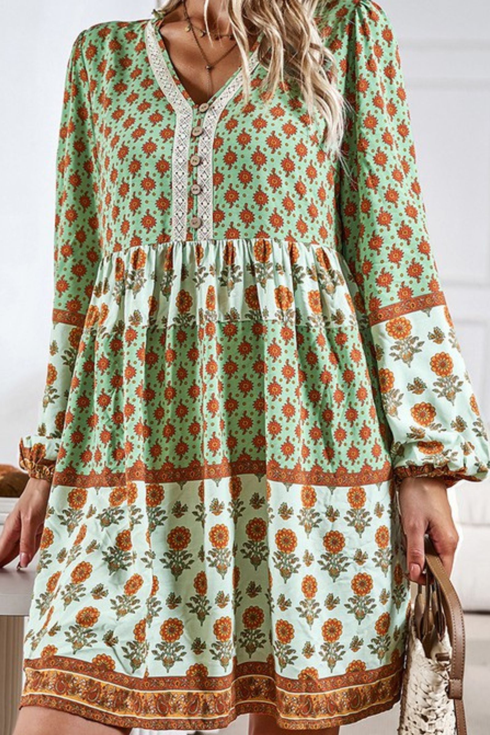 Spring Green Mix Print Dress
