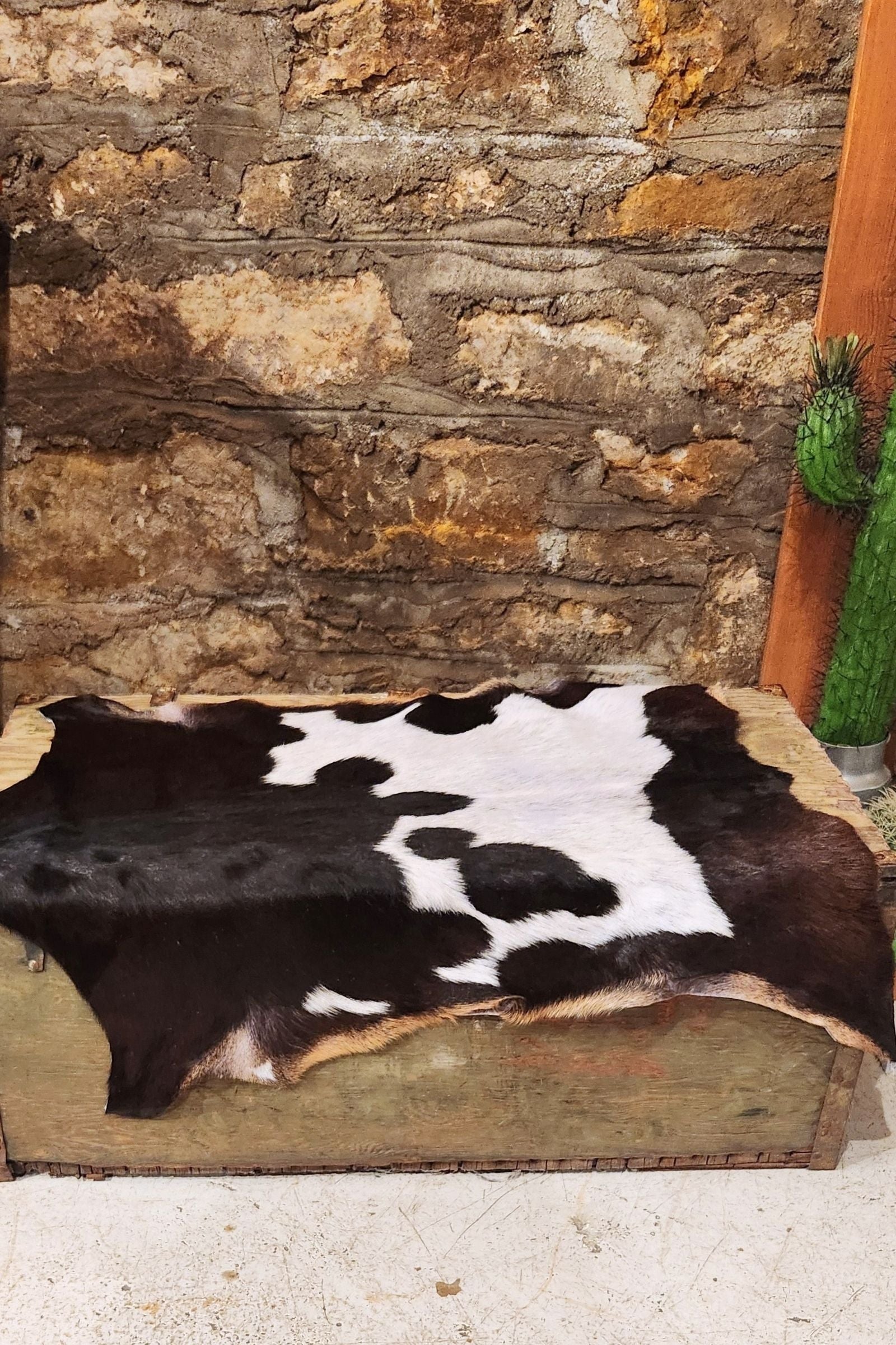 Dark Brown & White Goat Hide Rug #406