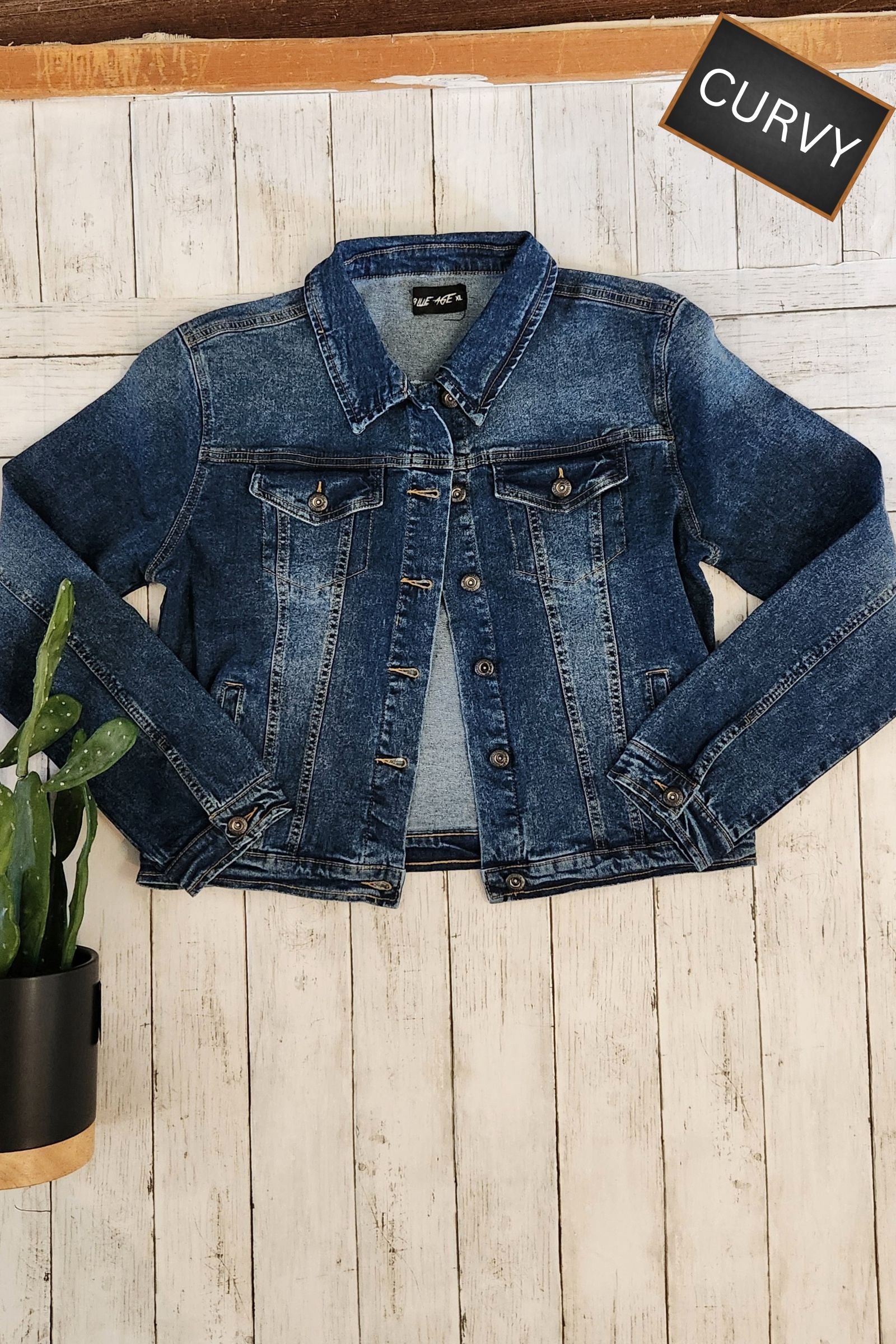 CURVY Classic Blue Denim Jacket