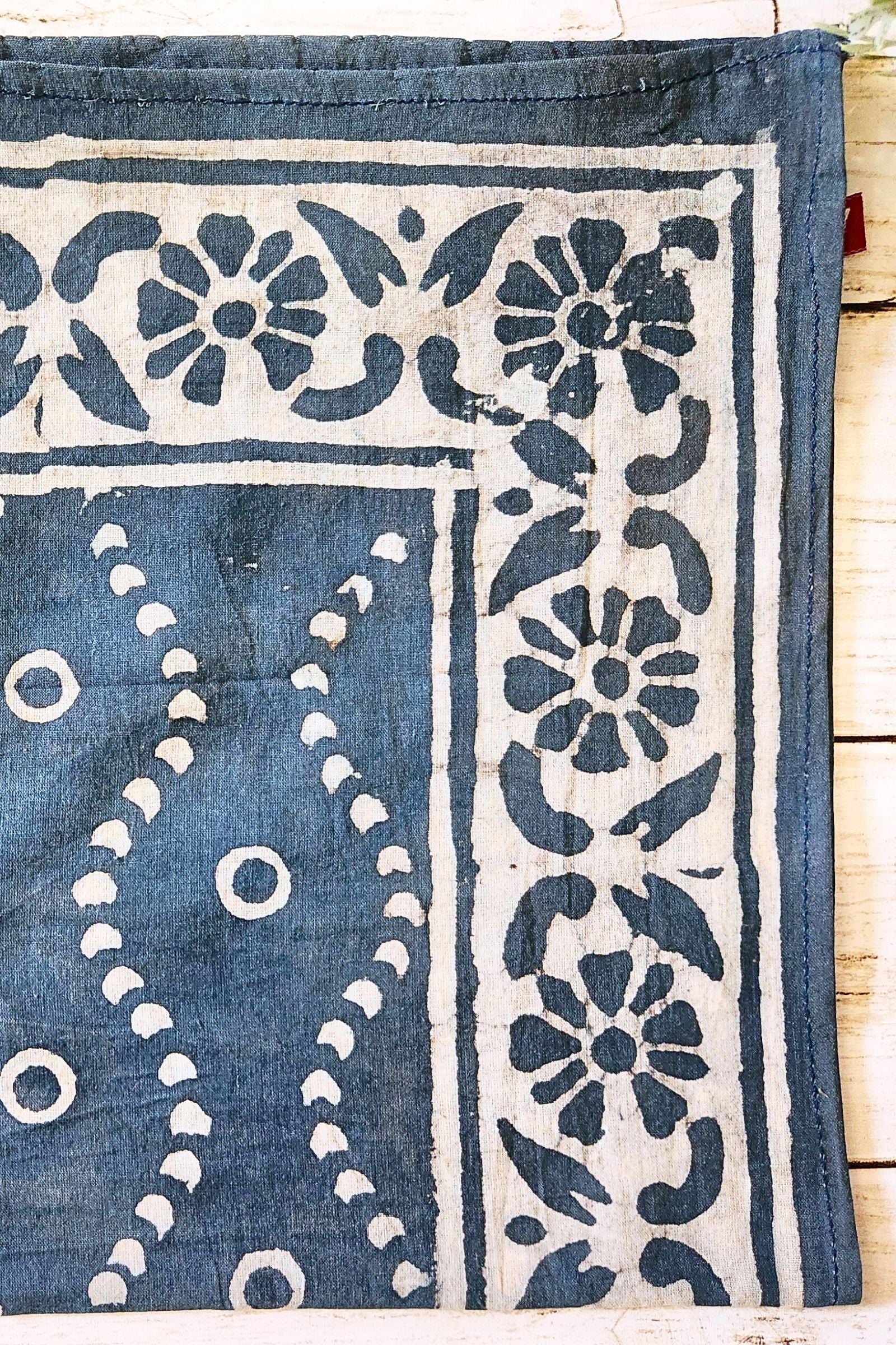 Blue Wave Block Print Bandana