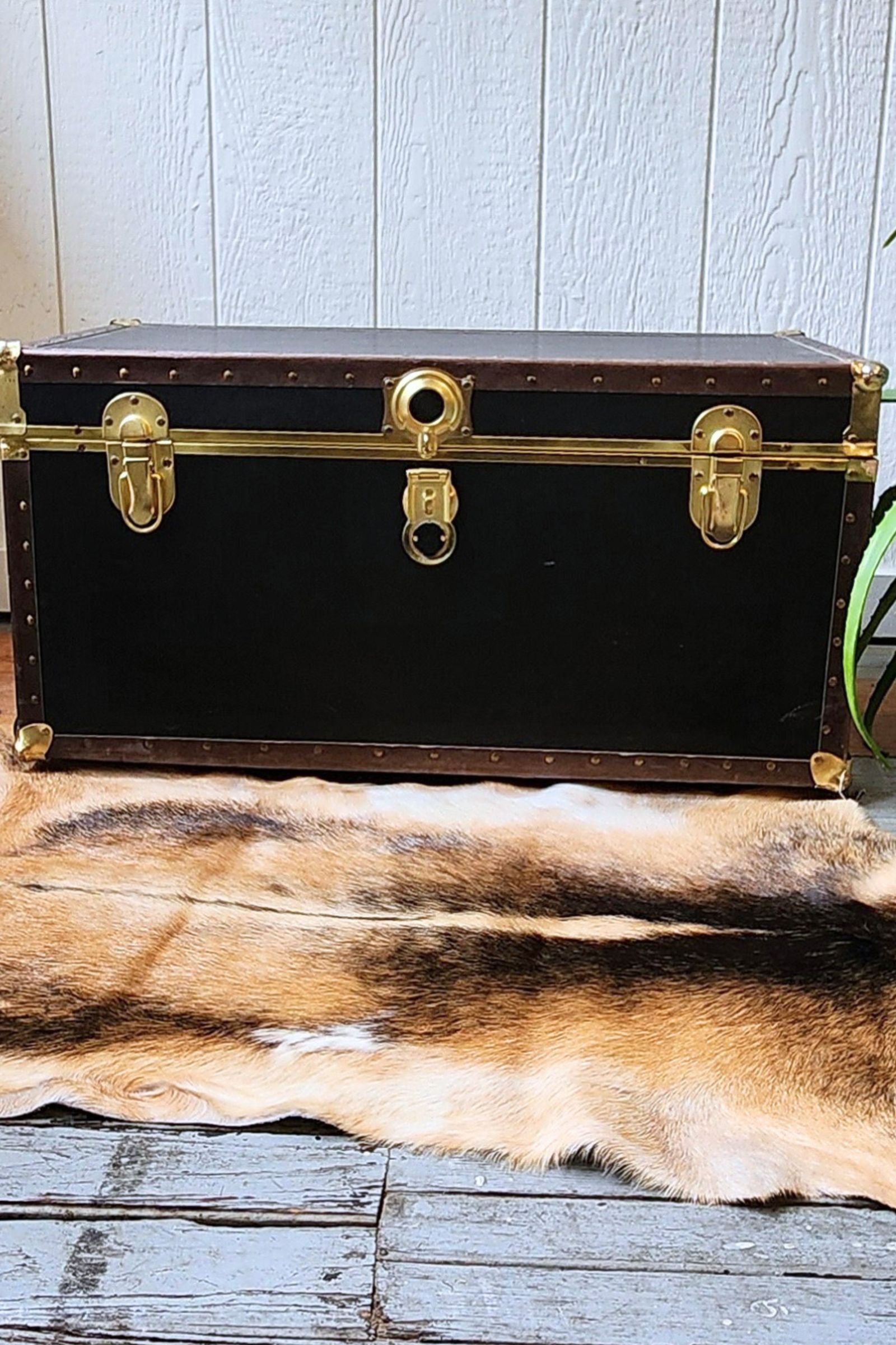 Tan & Black Goat Hide Rug #426