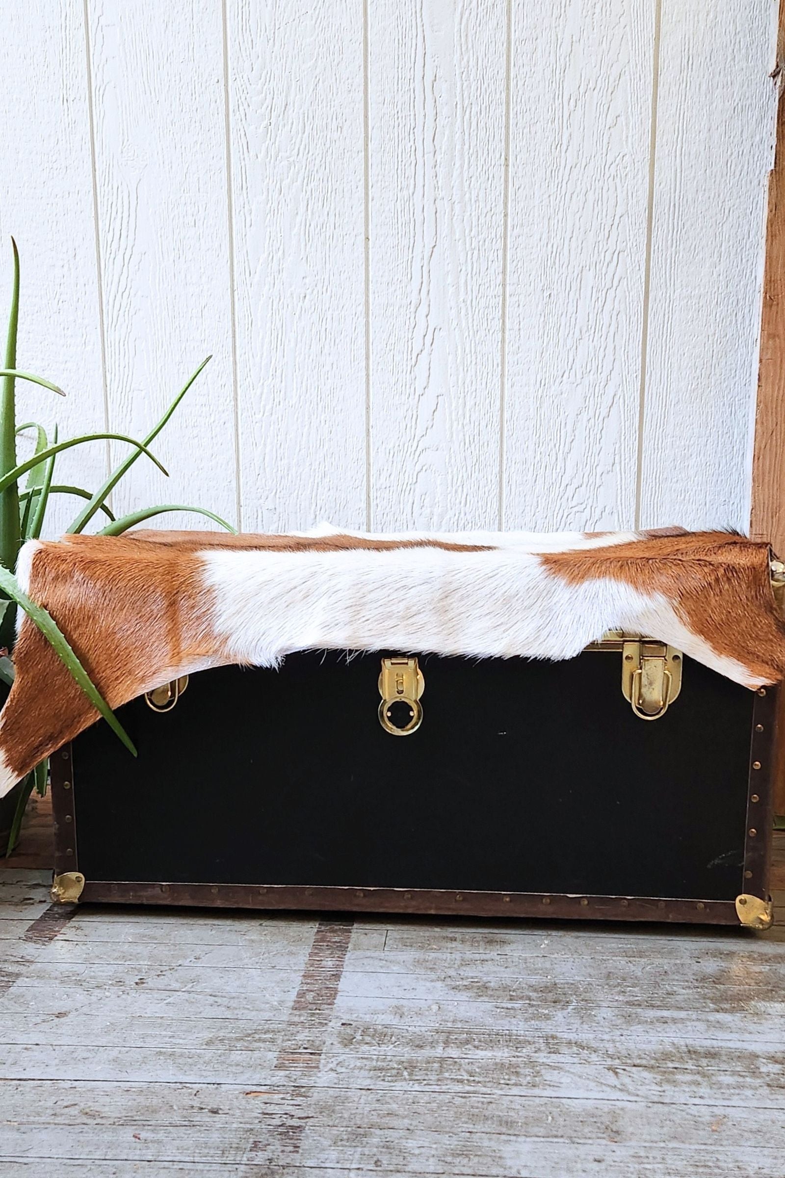 Reddish Brown & White Goat Hide Rug #427