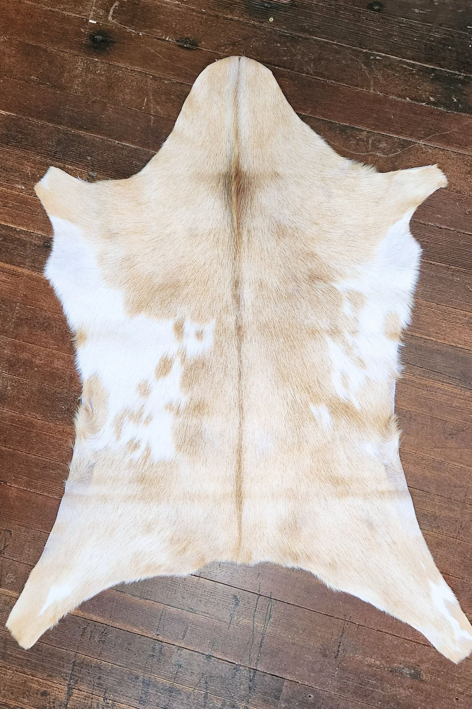 Blonde & White Goat Hide Rug #429