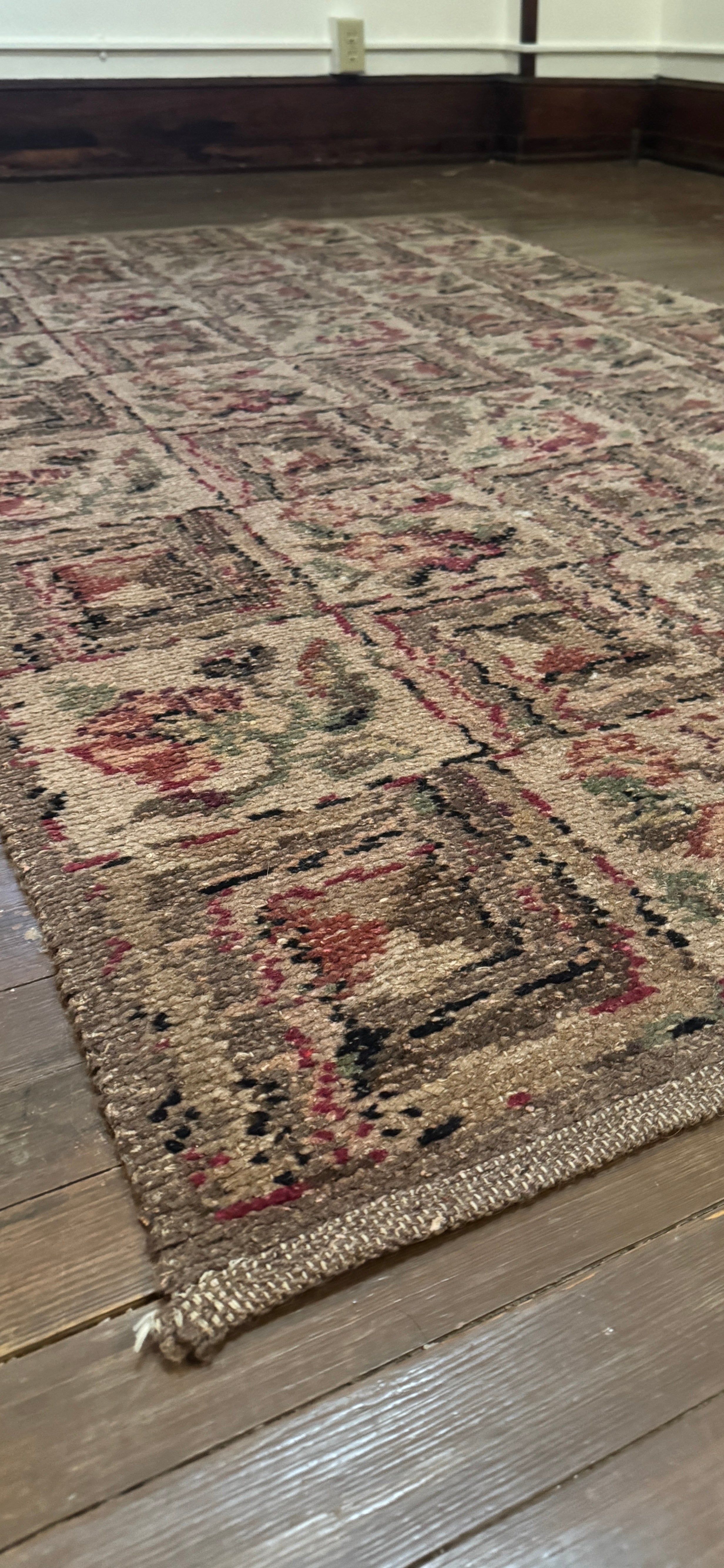 Antique Turkish Rug with Cottage Flowers - 6’8” x 3’8” (rug #008)