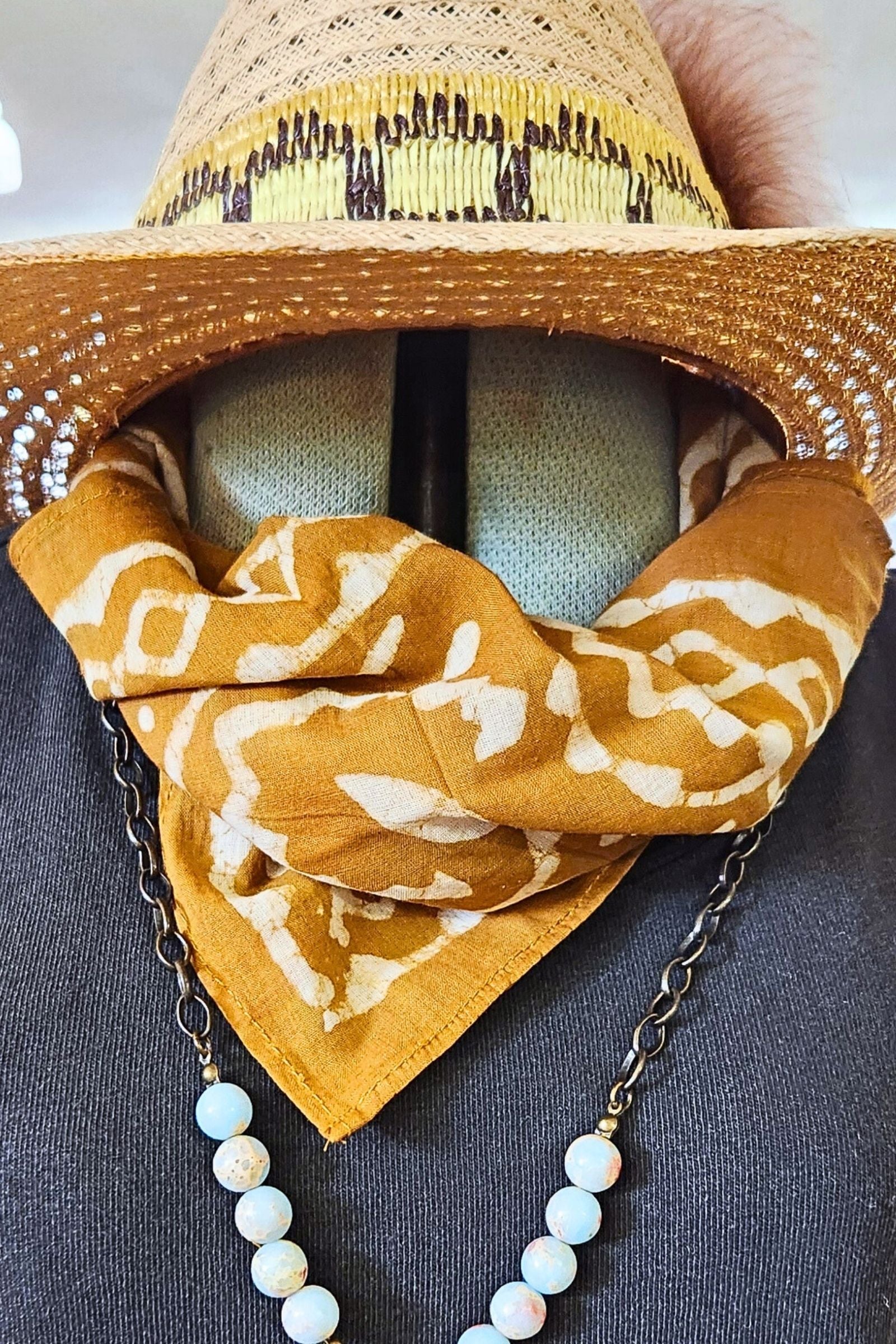 Yellow Floral Block Print Bandana