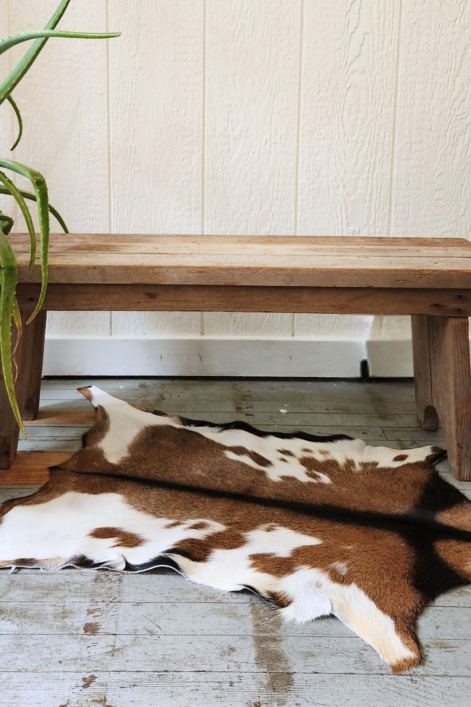Brown & White Goat Hide Rug #439
