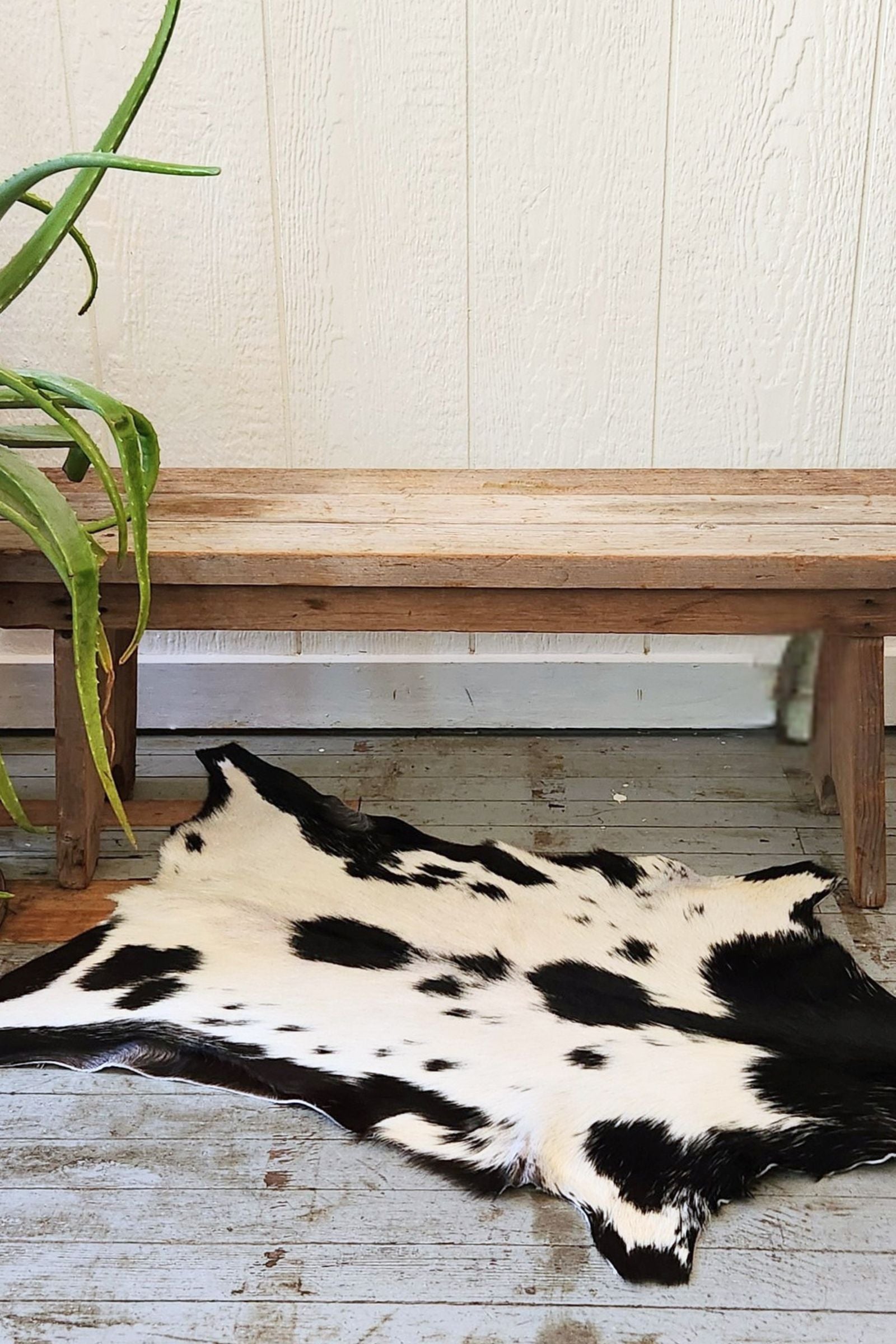 White & Black Spotted Goat Hide Rug #440