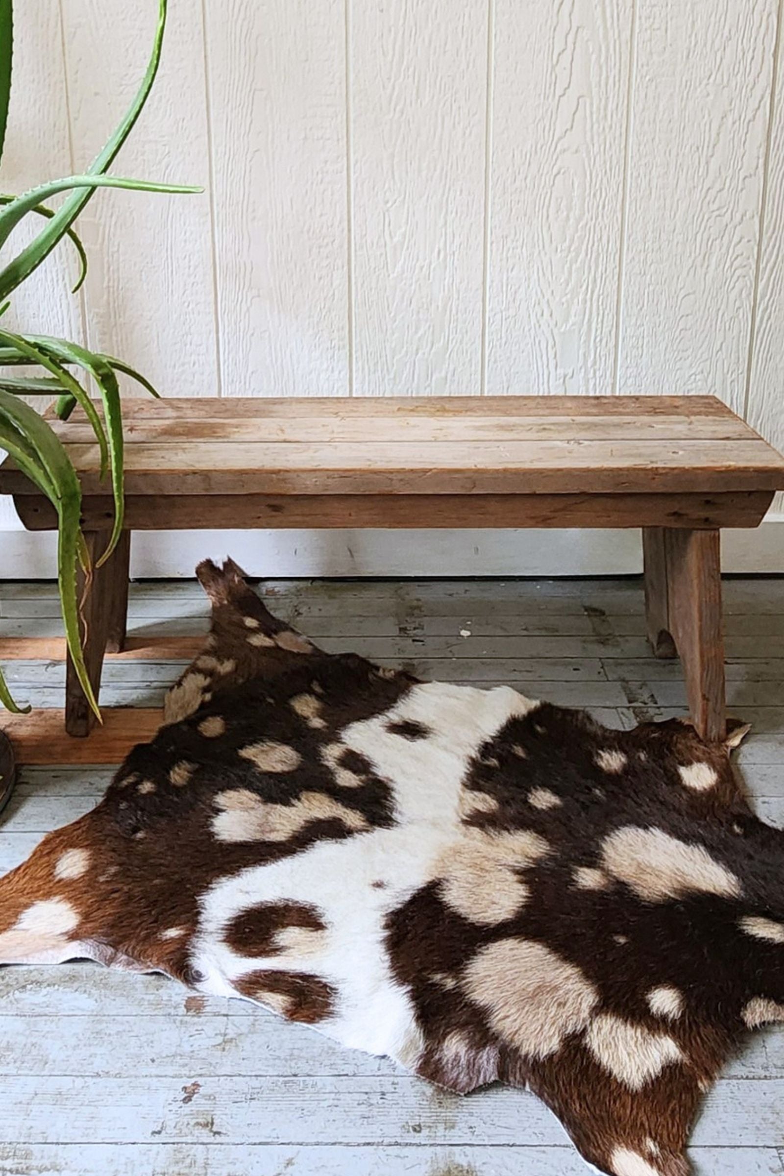 Dark Brown & White Spotted Goat Hide Rug #441