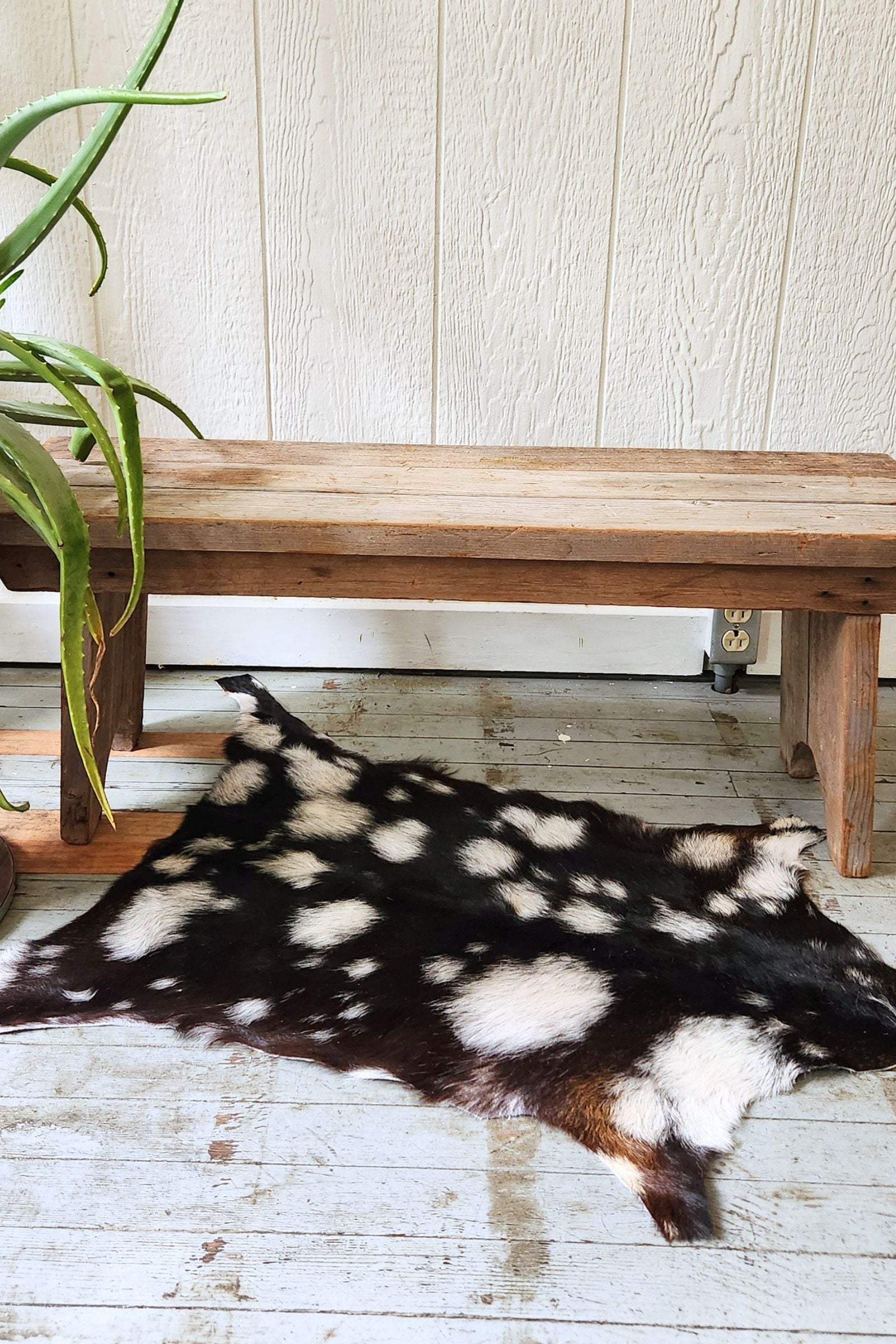 Black & White Spotted Goat Hide Rug #444