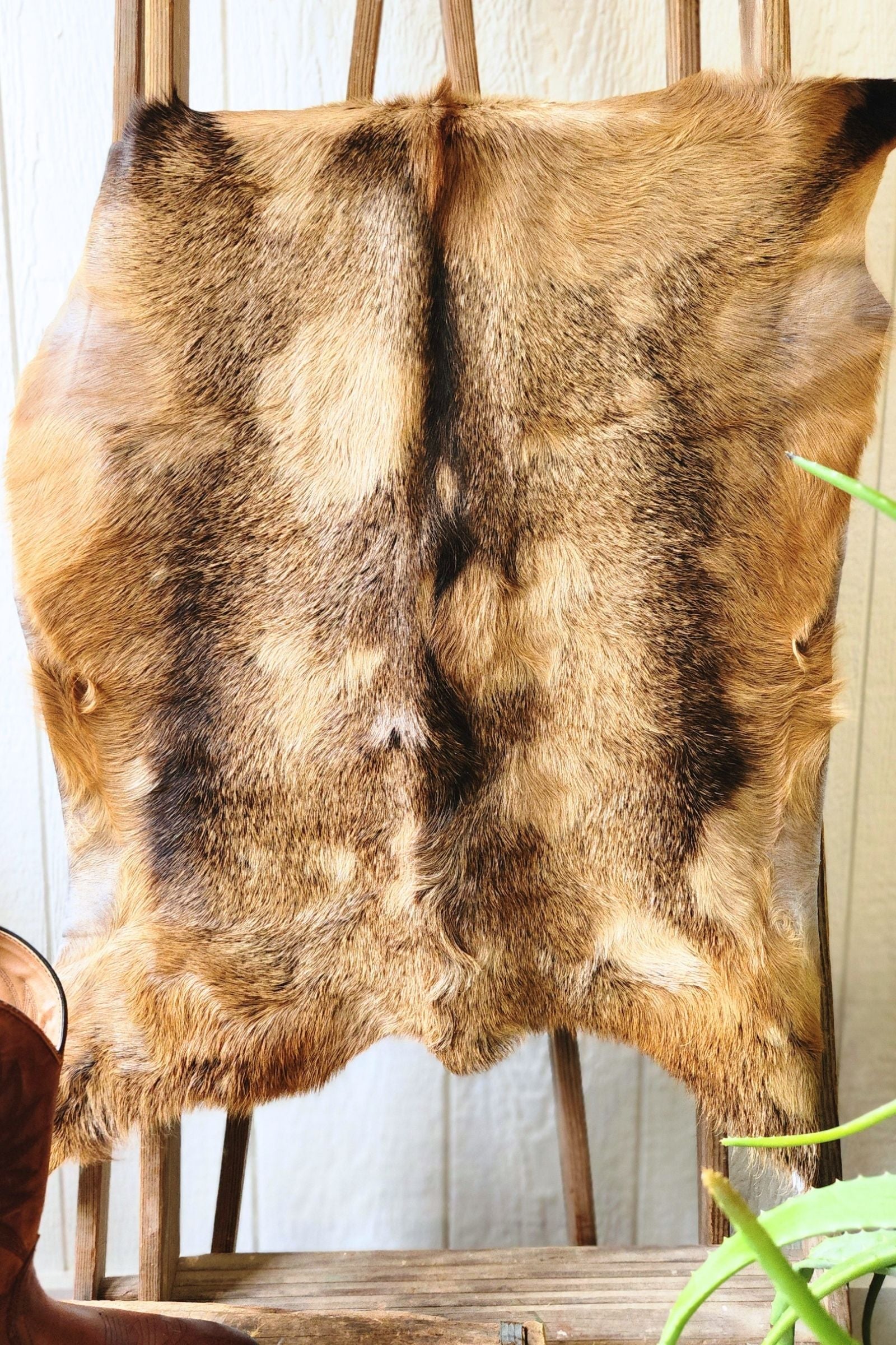 Light Brown & Tan Goat Hide Rug #455