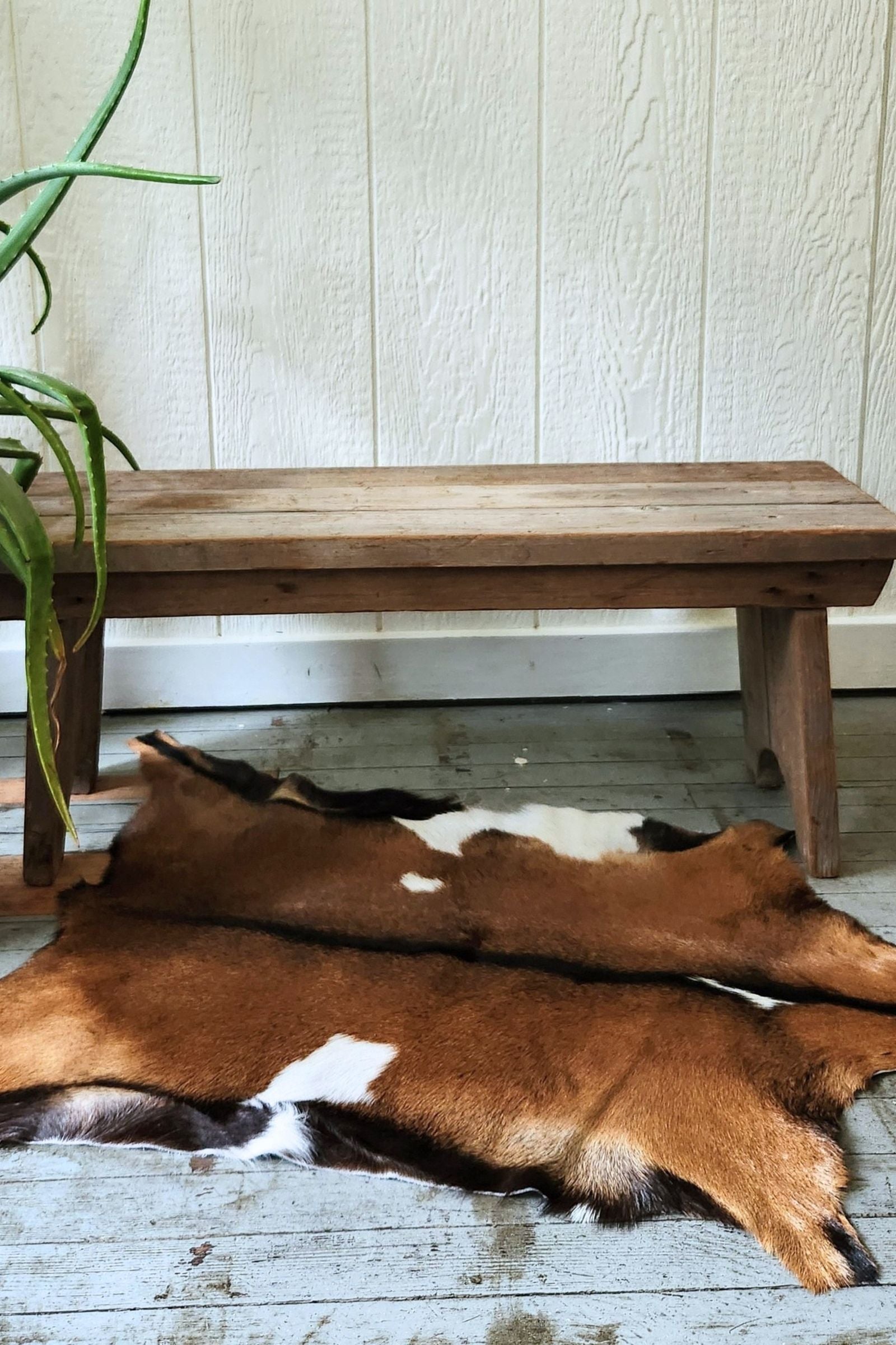 Brown & White Goat Hide Rug #459