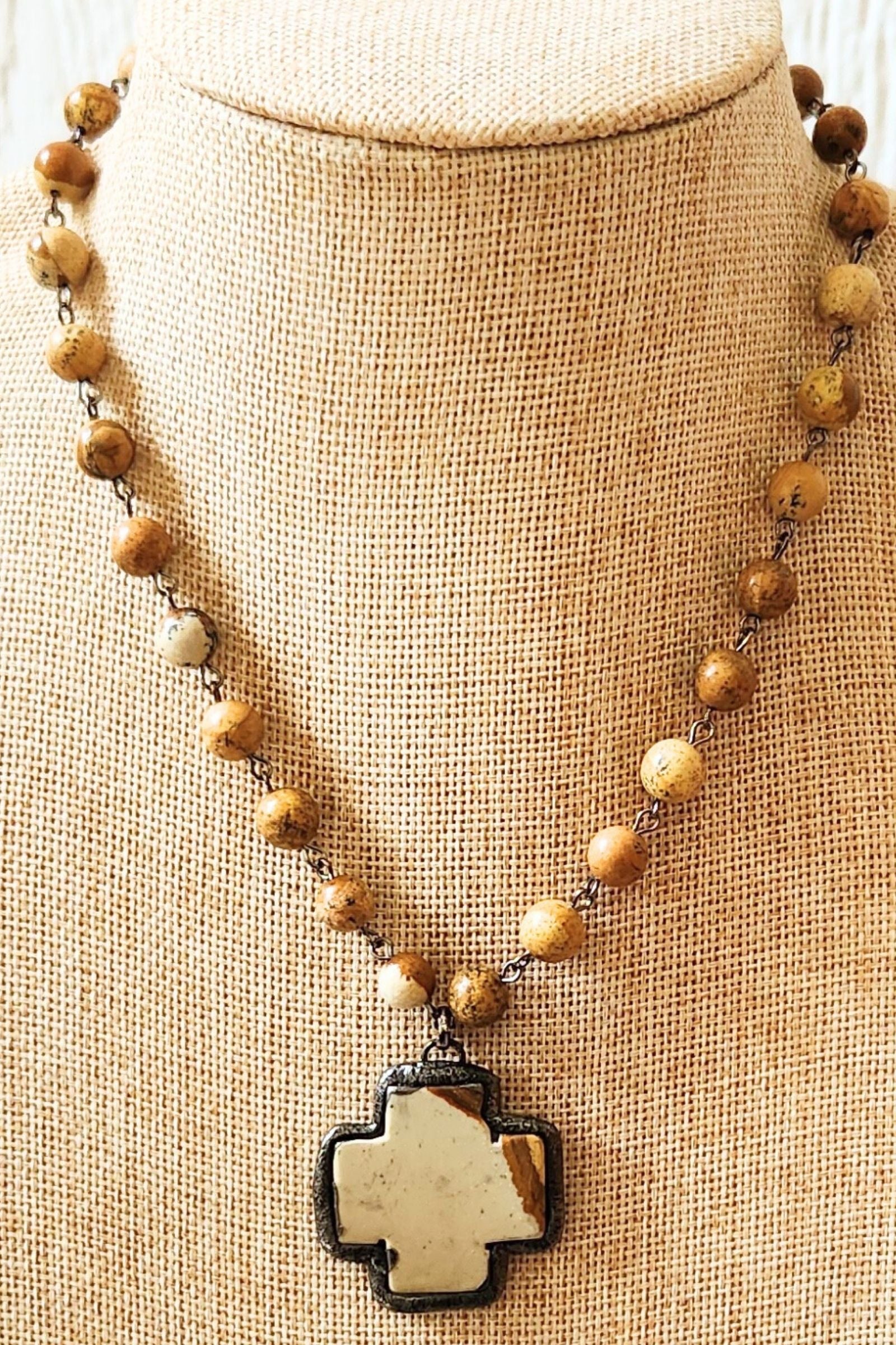 Theresa Jasper Cross Necklace