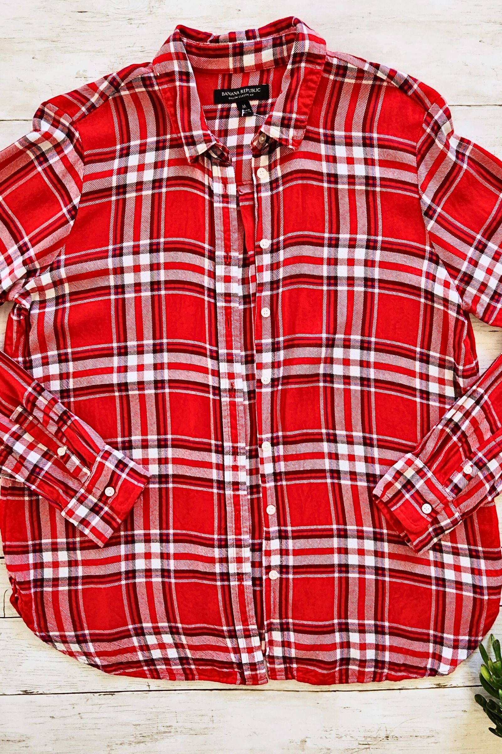 FOUND Red Plaid Button Down Shirt