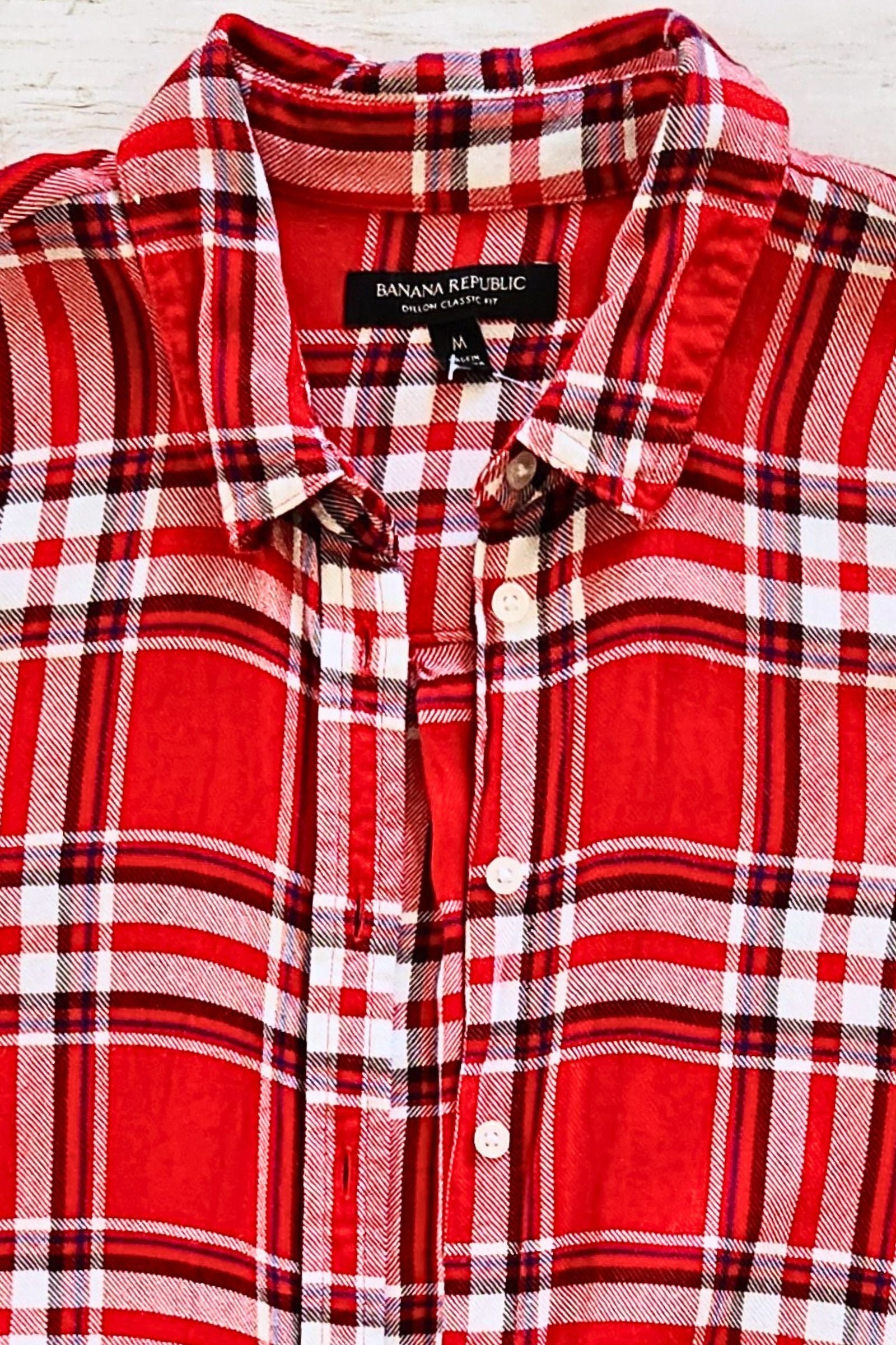 FOUND Red Plaid Button Down Shirt