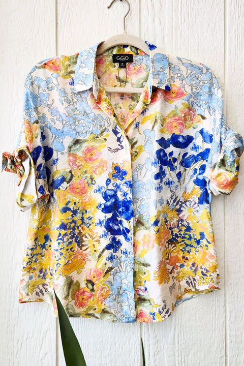Watercolor Floral Print Blouse