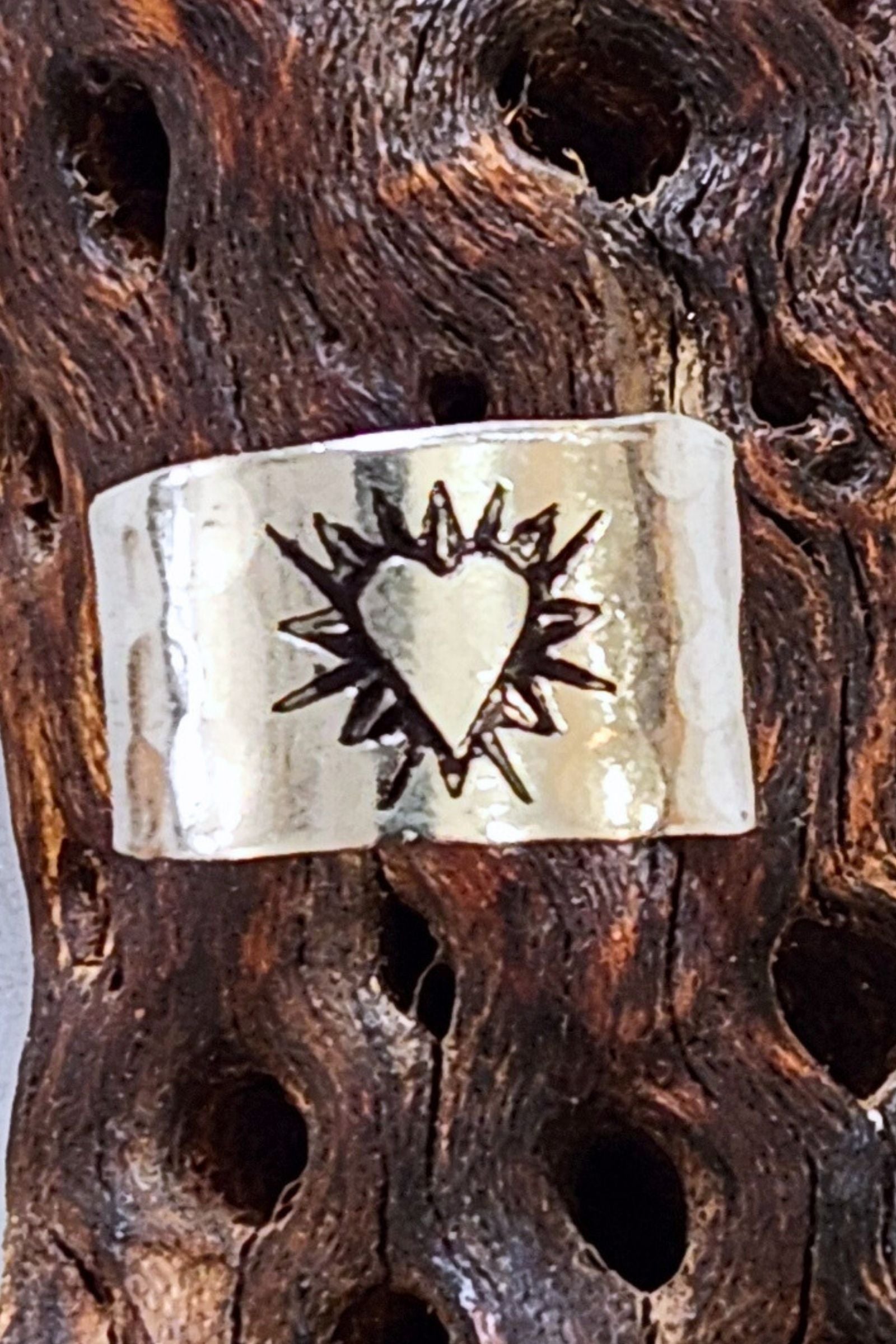 Silver Heart Cuff Ring
