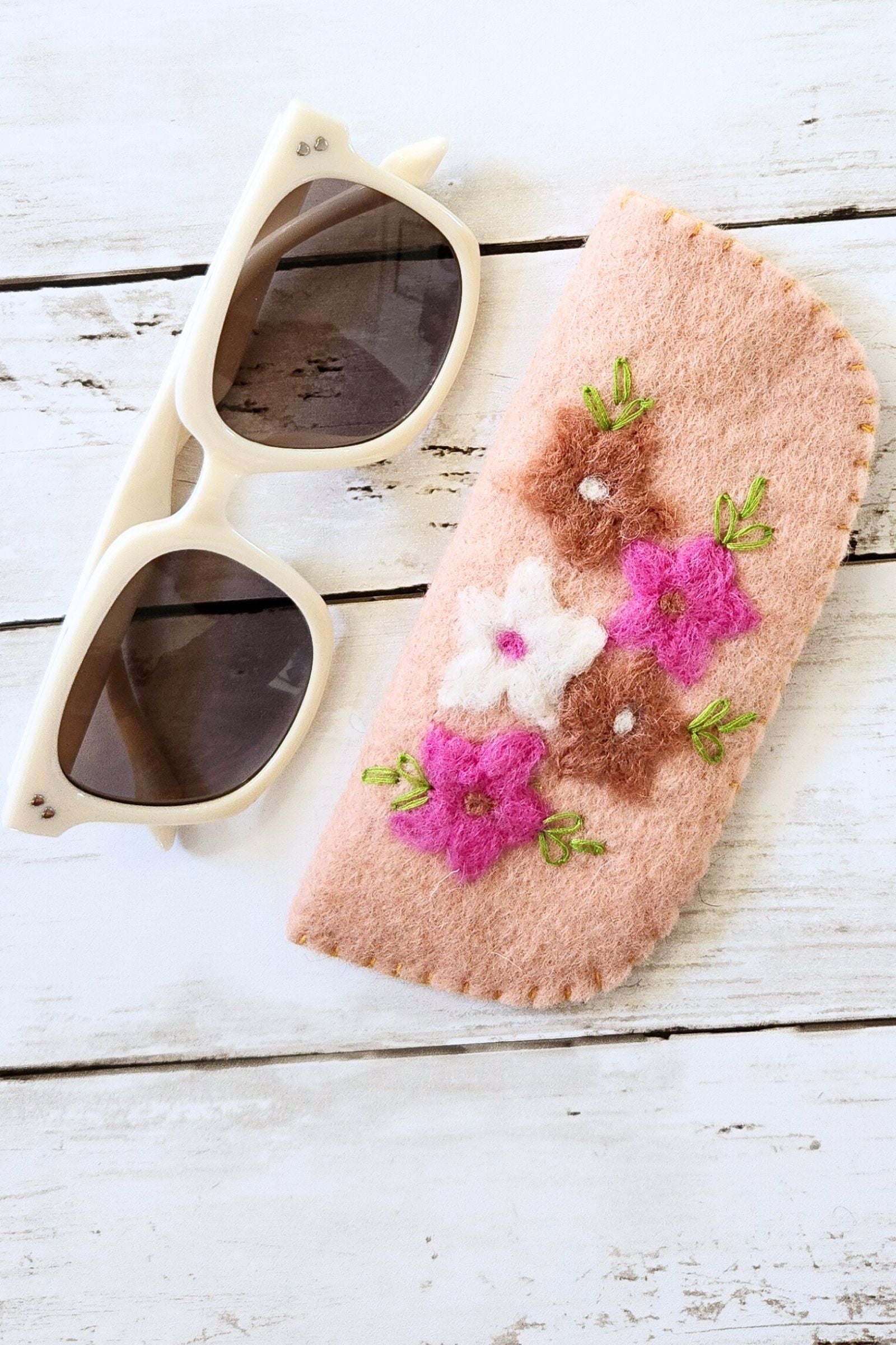 Dusty Peach Felted Sunglass Case
