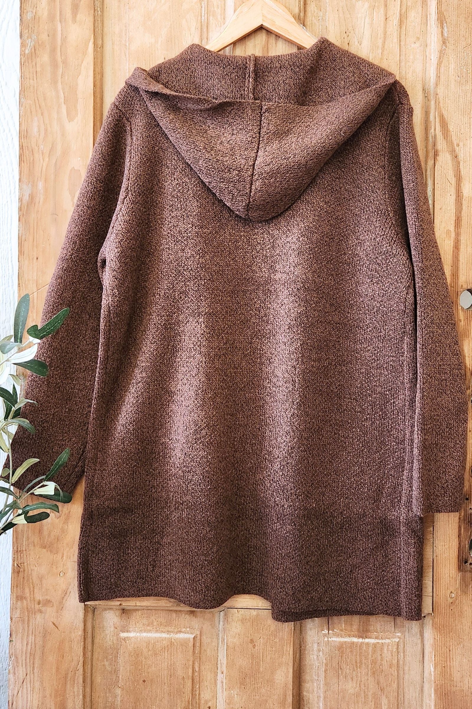 Brown Hooded Sweater Cardigan