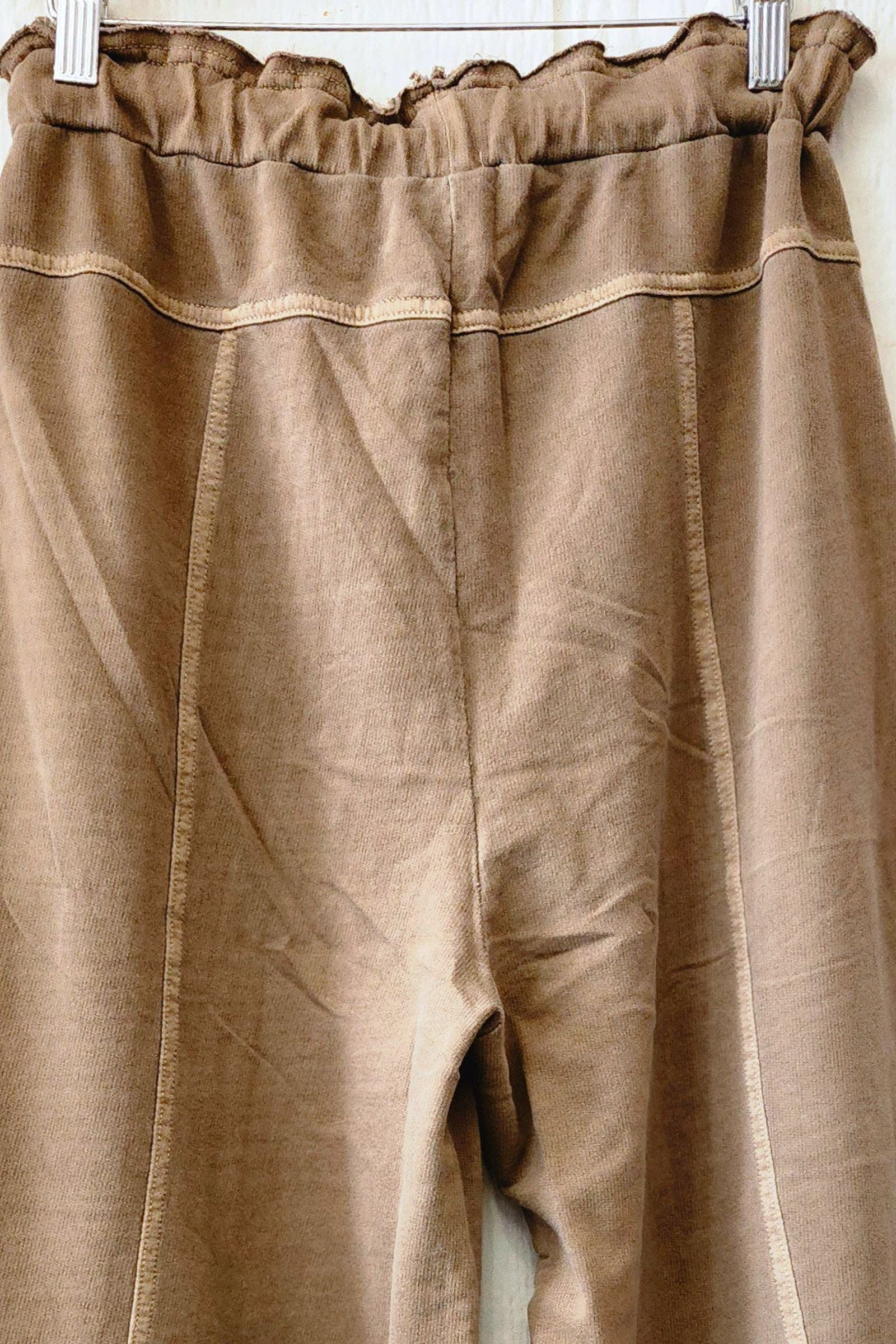 Washed Mocha French Terry Exposed Seam Pants