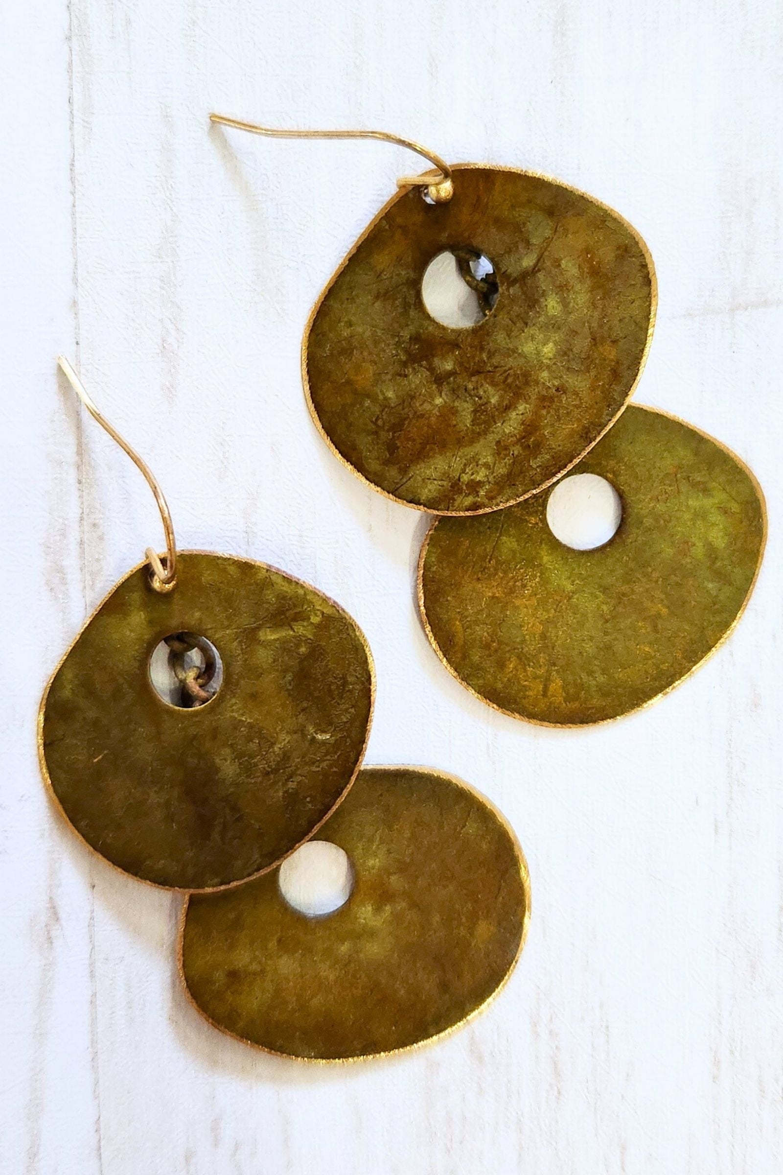 Earthy Green Brass Patina Earrings