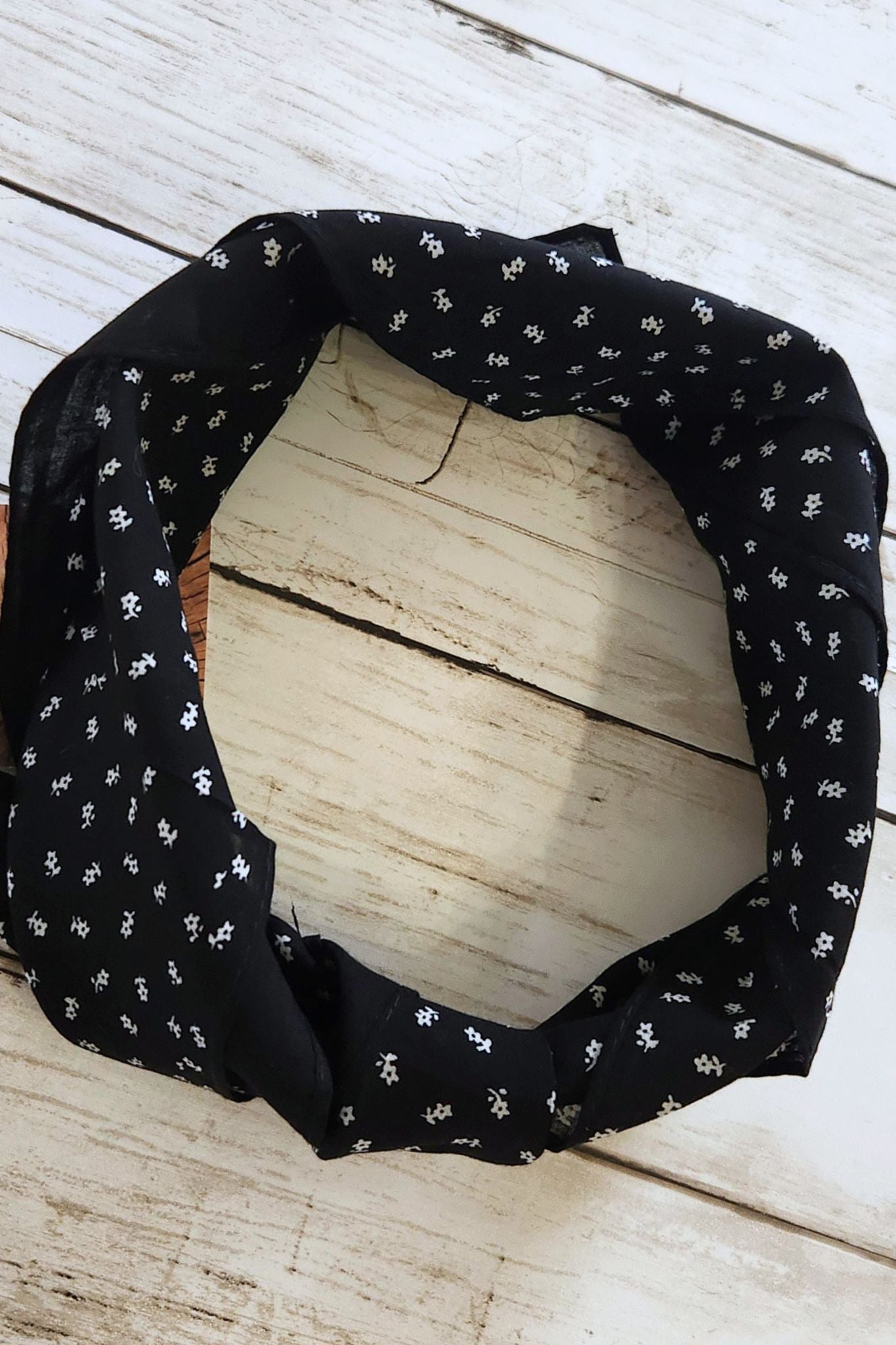 Floral & Dot Black Cotton Bandana