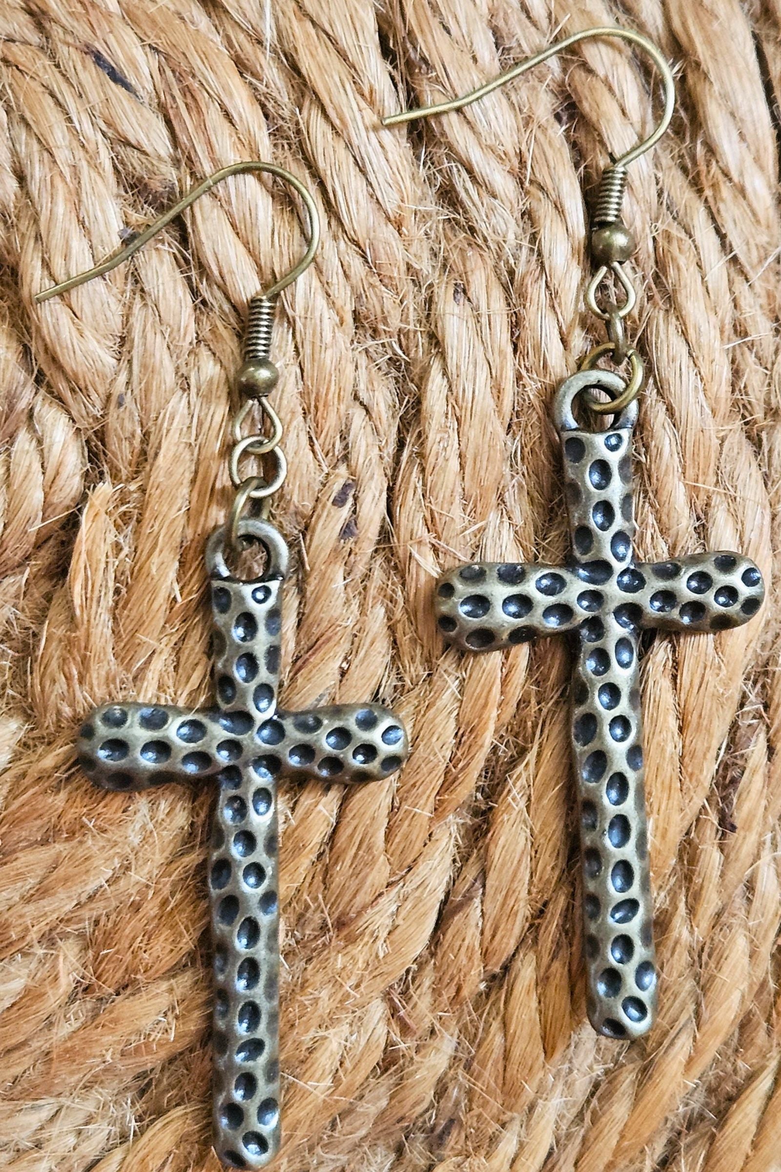 Freya Bronze Cross Earrings