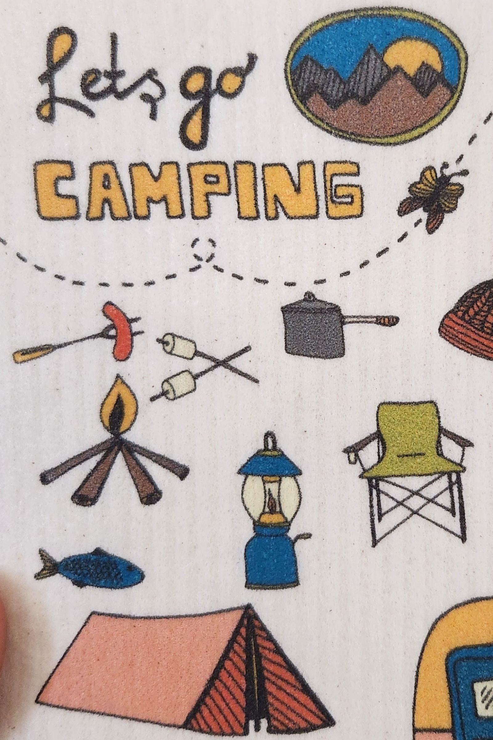 Let's Go Camping Swedish Dishcloth
