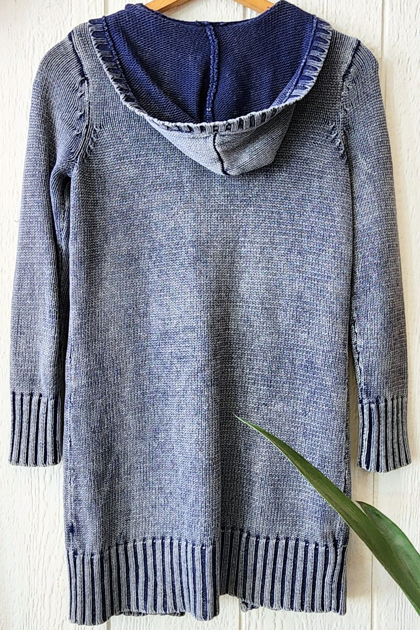 FOUND PBJ Blues Knit Denim Hooded Cardigan