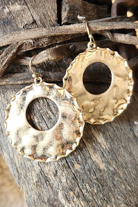 Kylie Hammered Gold Oval Earrings
