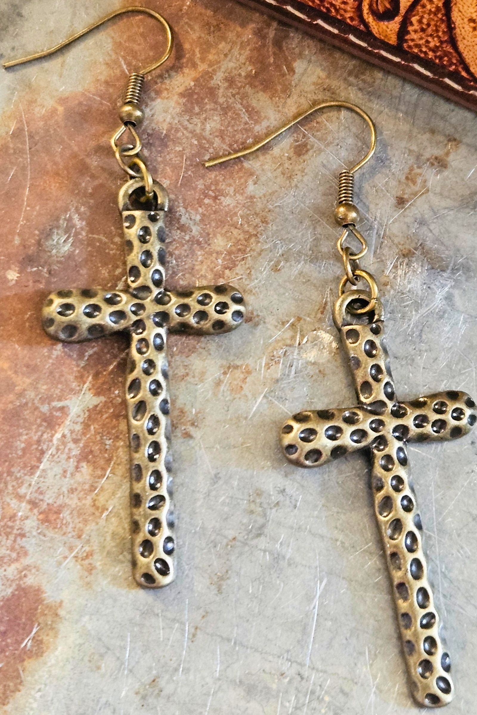 Freya Bronze Cross Earrings