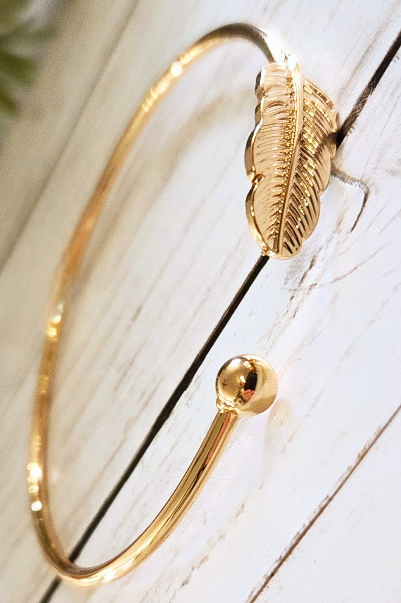 Gold Feather Cuff Bracelet
