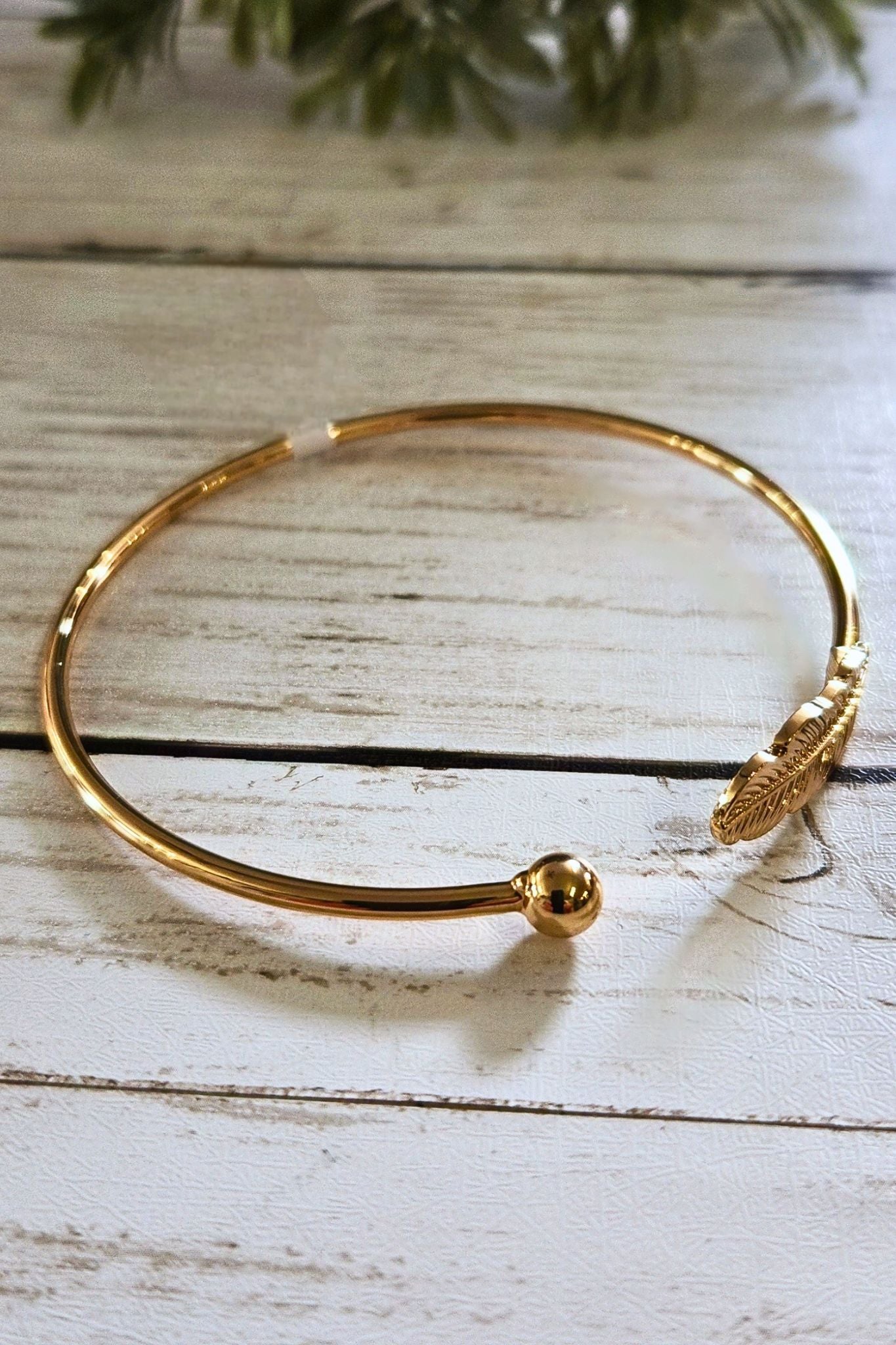 Gold Feather Cuff Bracelet