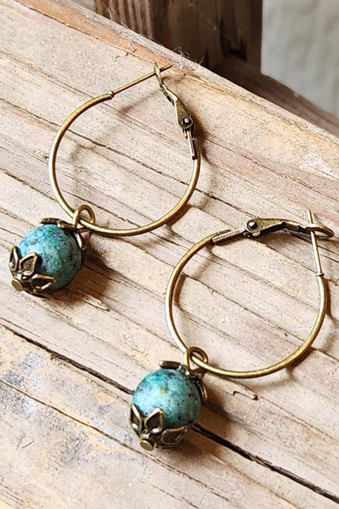 Yvonne African Turquoise Hoop Earrings