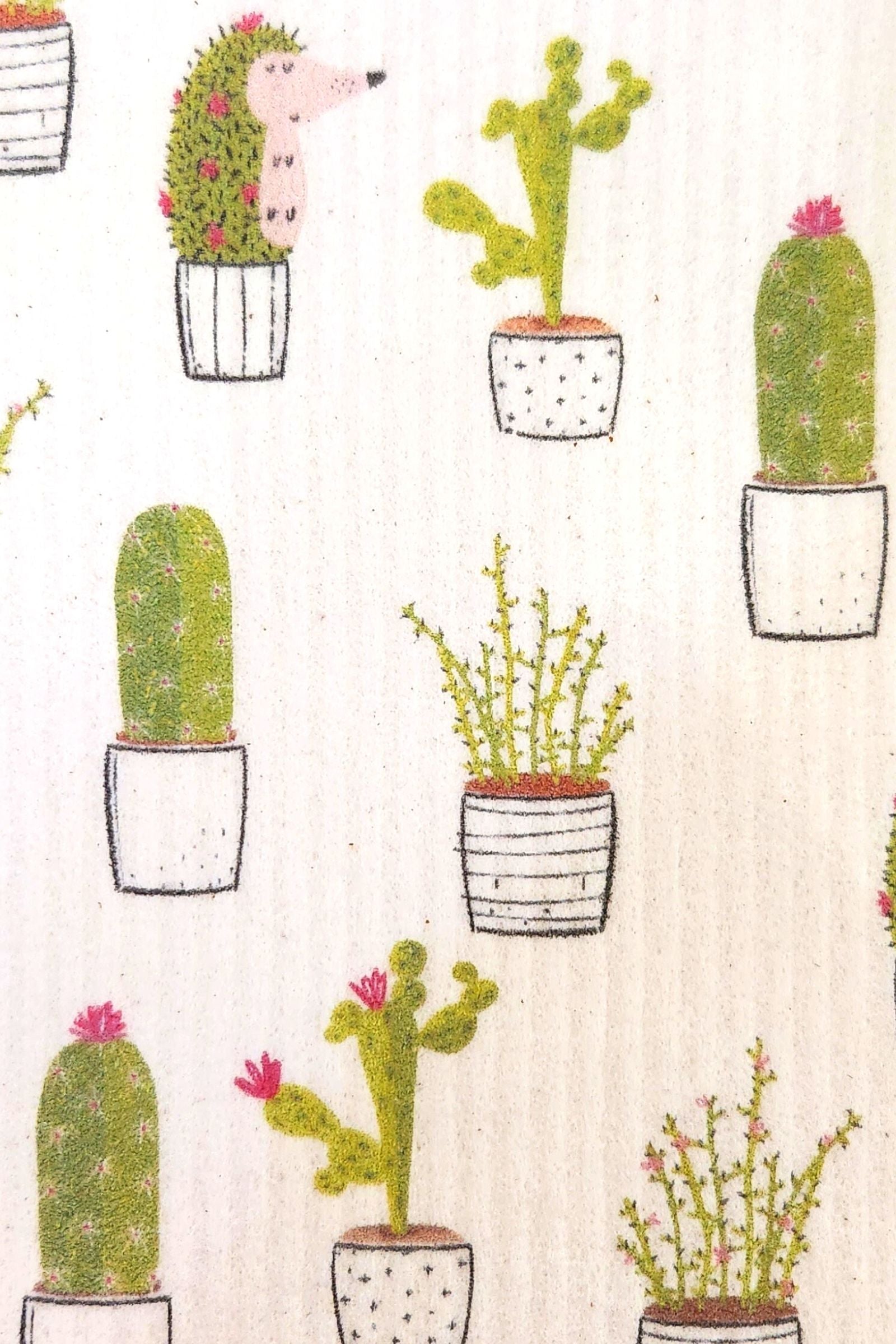 Cactus Collage Swedish Dishcloth