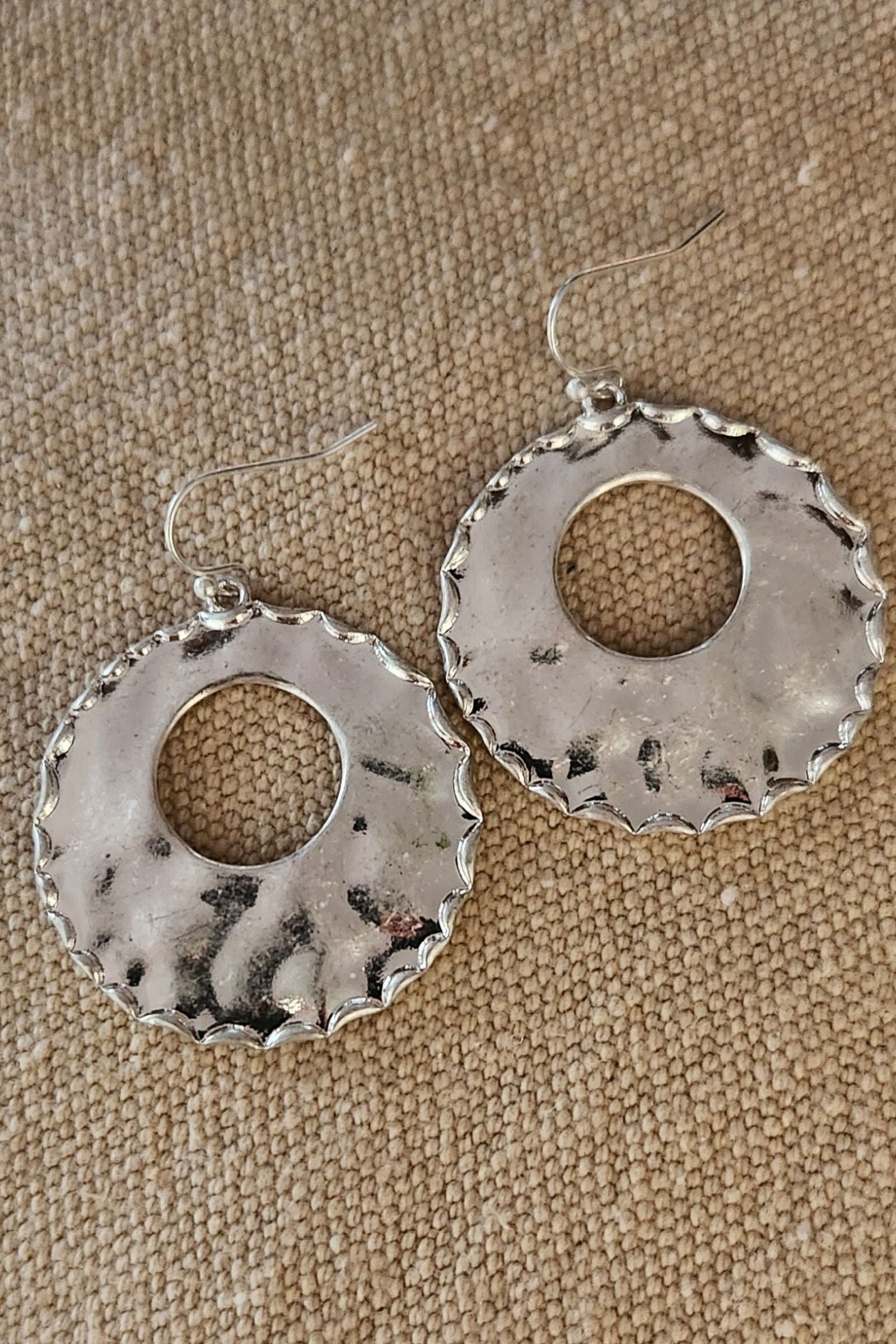 Kylie Hammered Silver Oval Earrings
