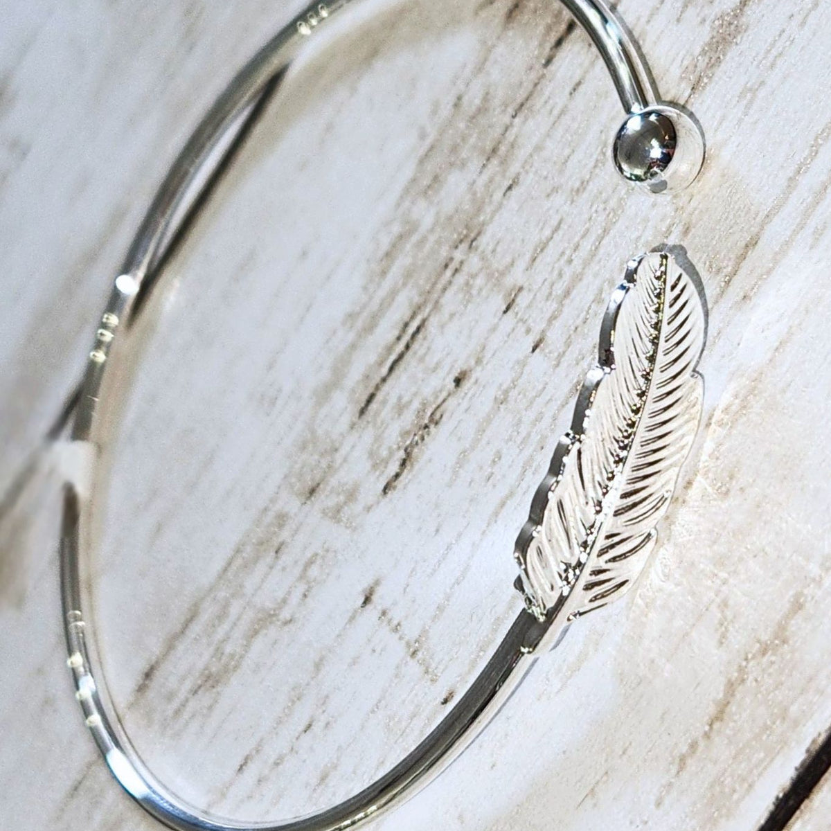 Silver Feather Cuff Bracelet - One Size - Adjustable - $3 Ship
