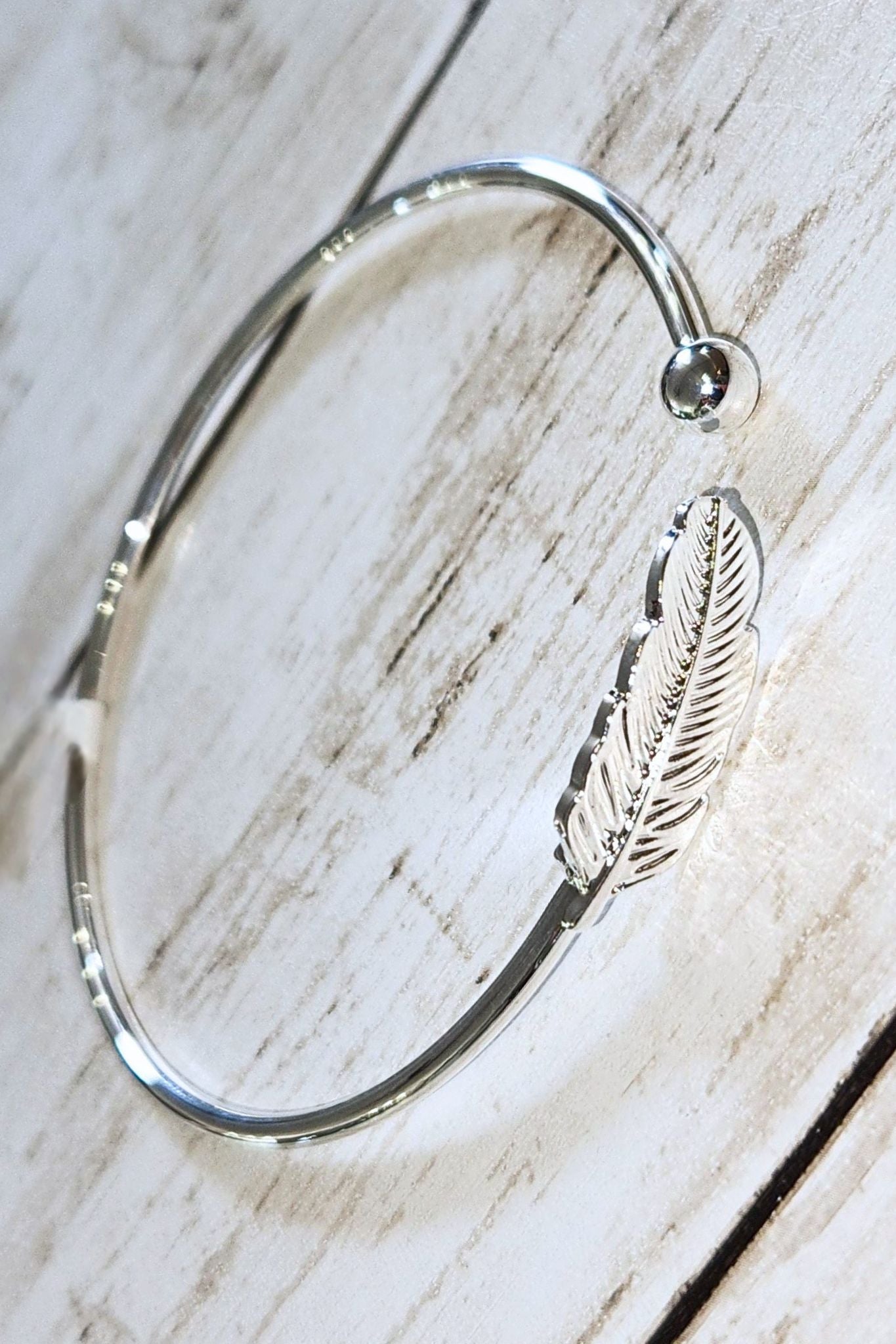 Silver Feather Cuff Bracelet