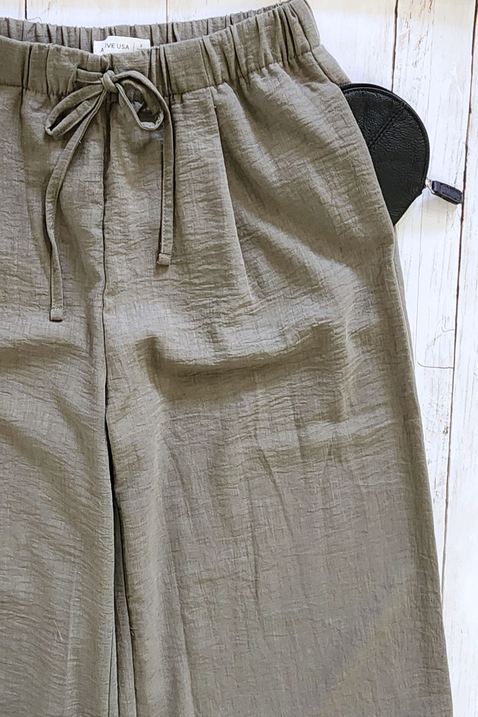 Olive Linen Style Palazzo Pants