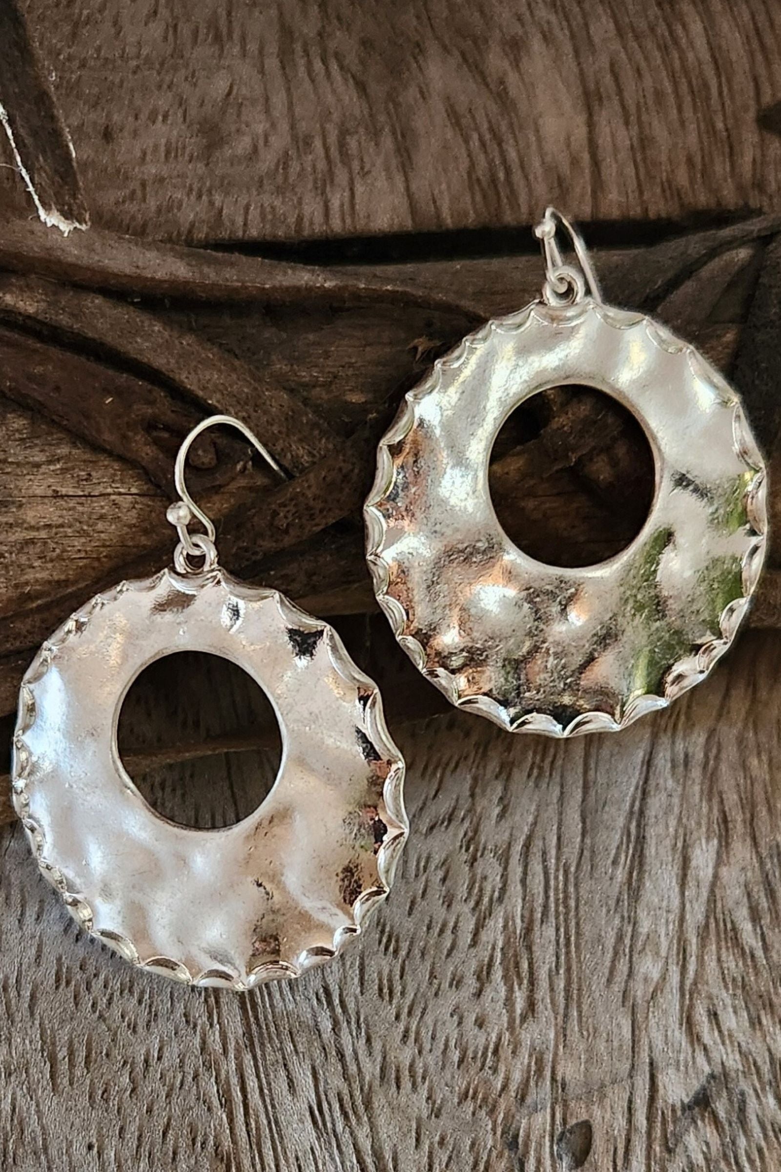 Kylie Hammered Silver Oval Earrings