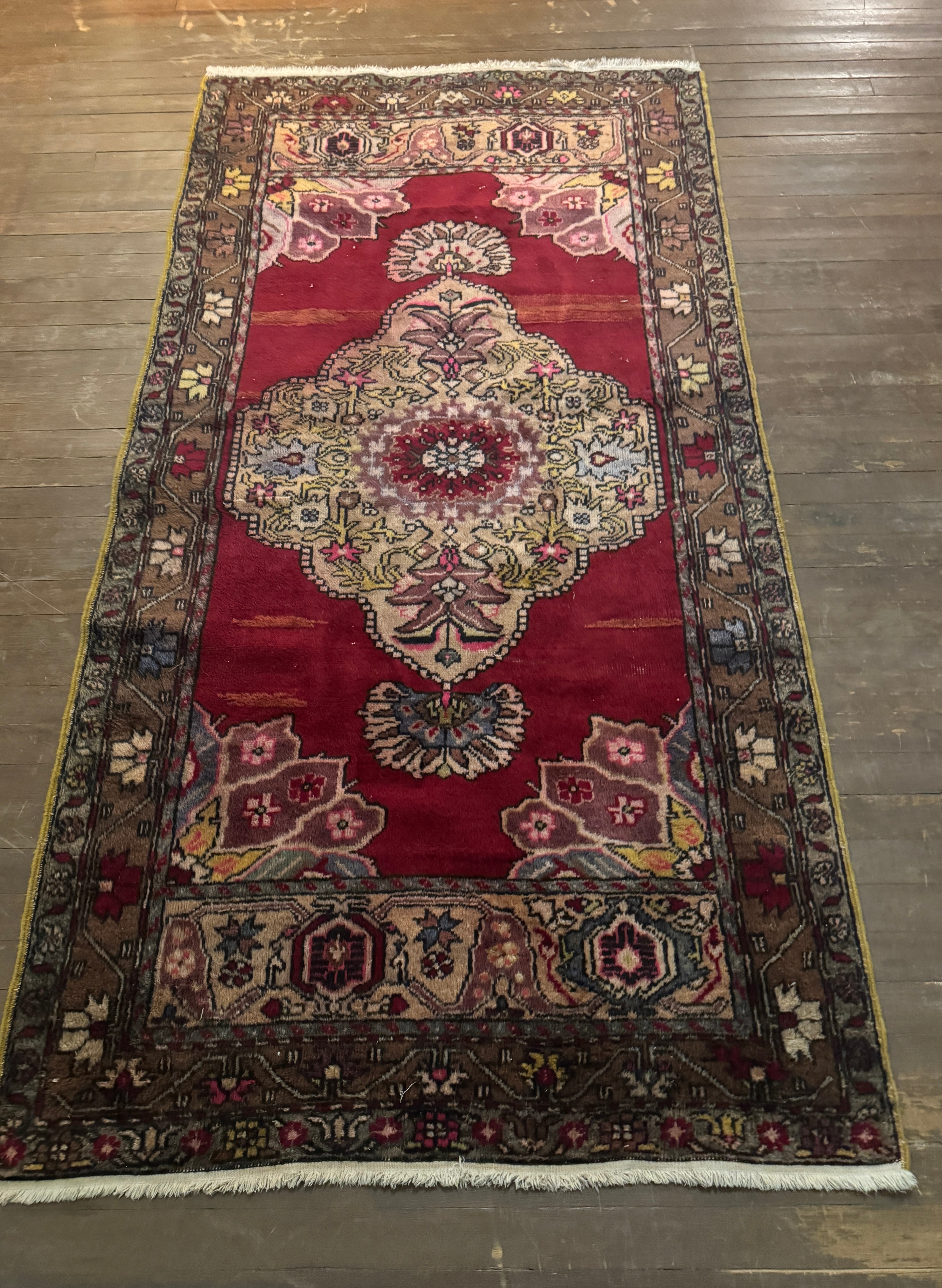 Antique Turkish Medallion Rug - 6'6" x 3'3" (rug #004)