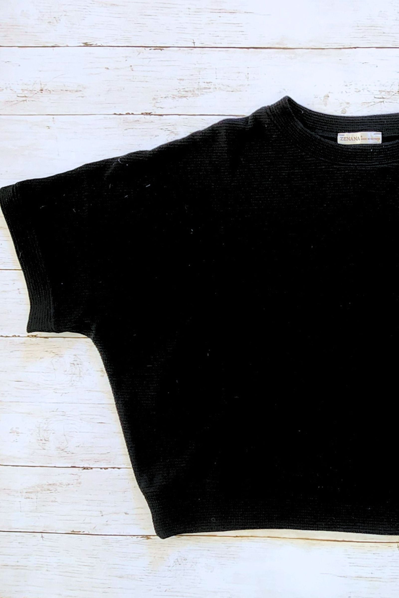 Black Double Knit Short Sleeve Top