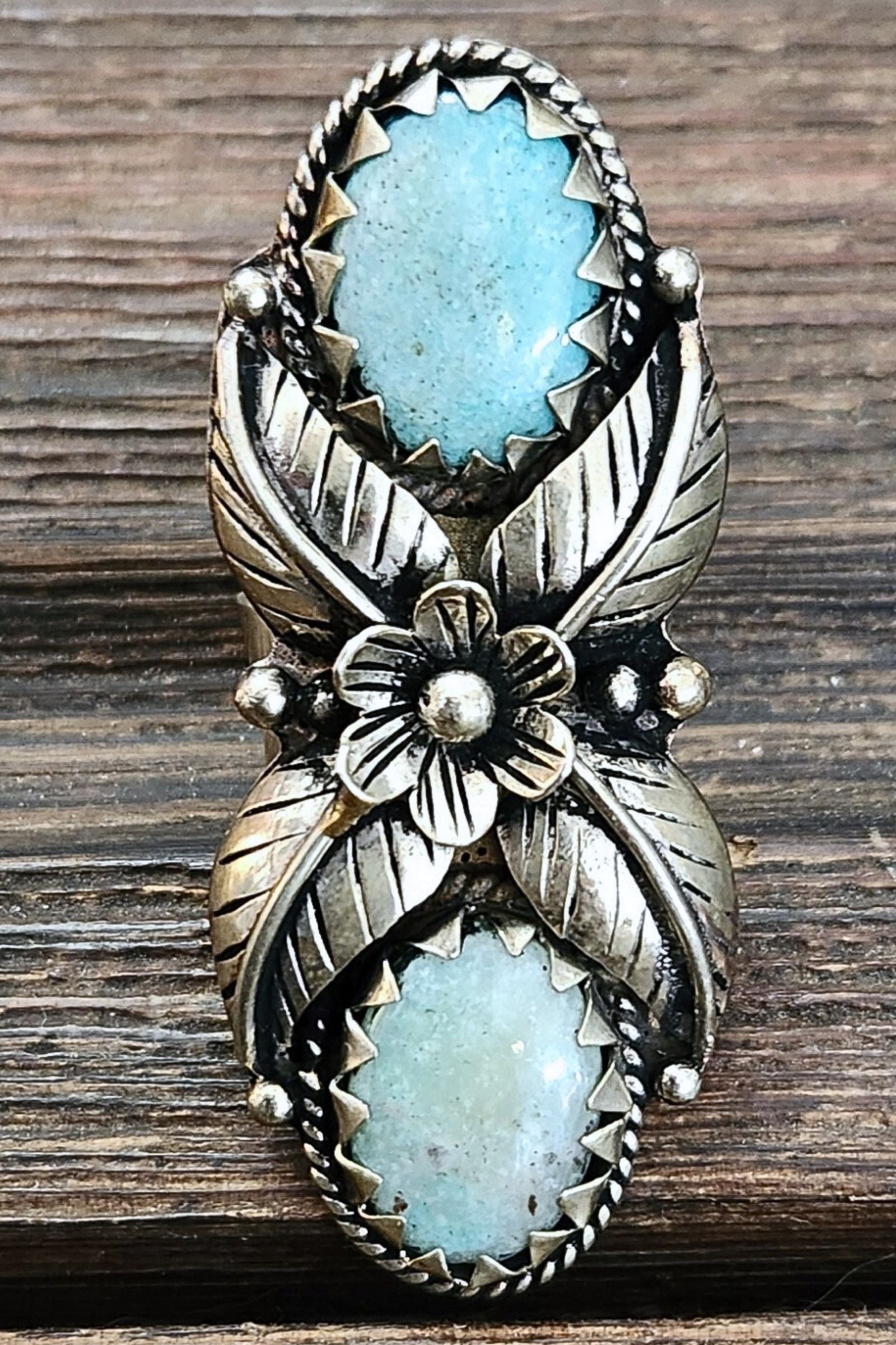 Adjustable Tibetan Silver Turquoise Crawler Ring | One-of-a-Kind (019)