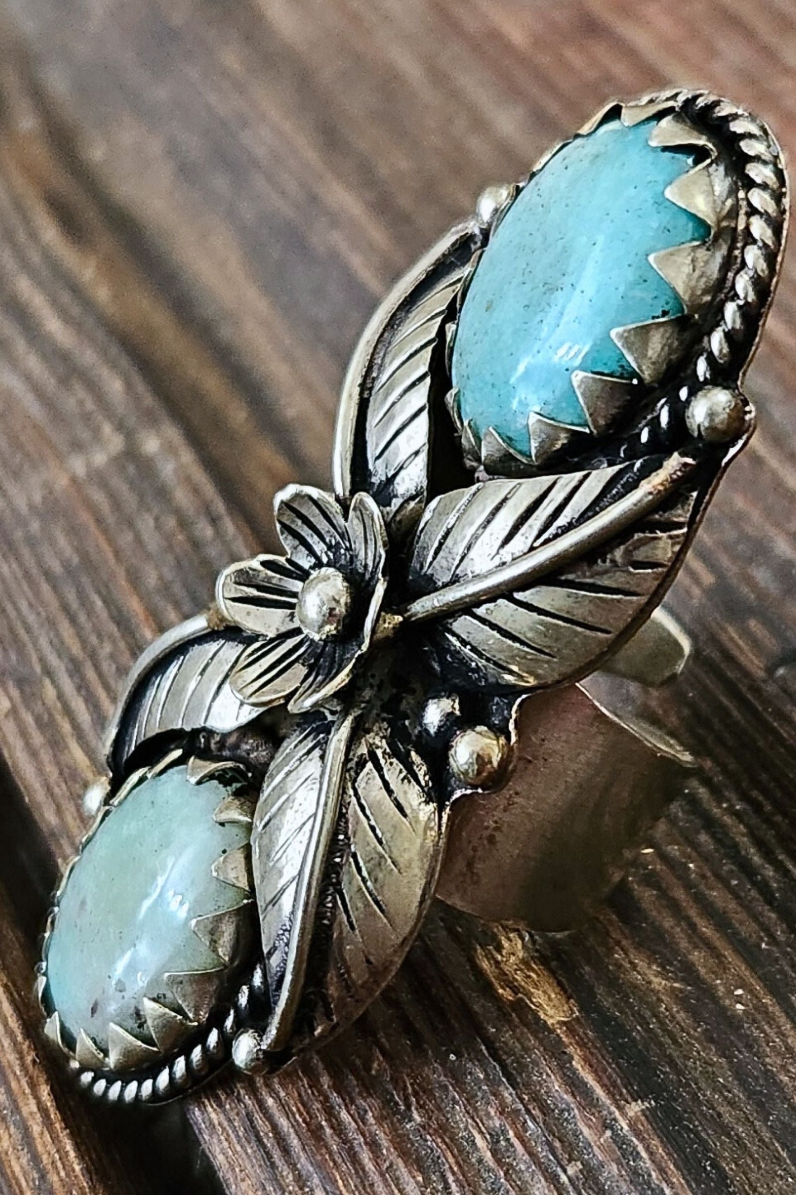 Adjustable Tibetan Silver Turquoise Crawler Ring | One-of-a-Kind (019)