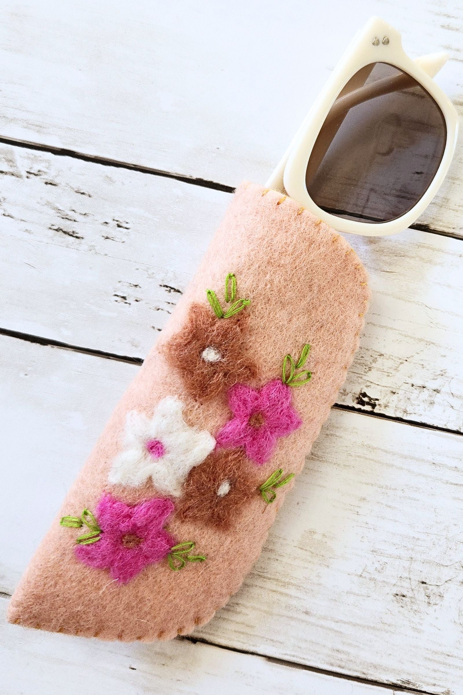 Dusty Peach Felted Sunglass Case