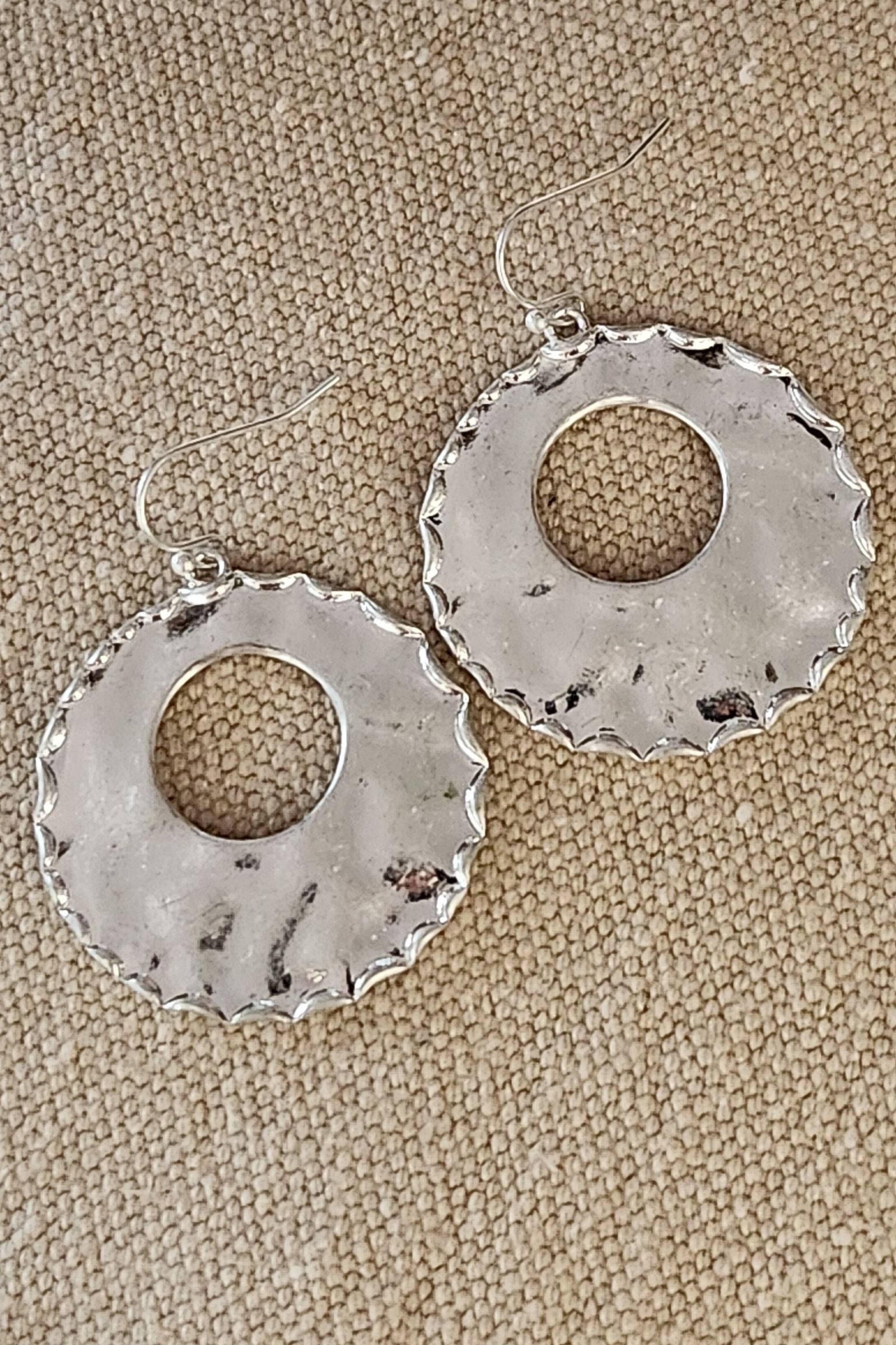 Kylie Hammered Silver Oval Earrings