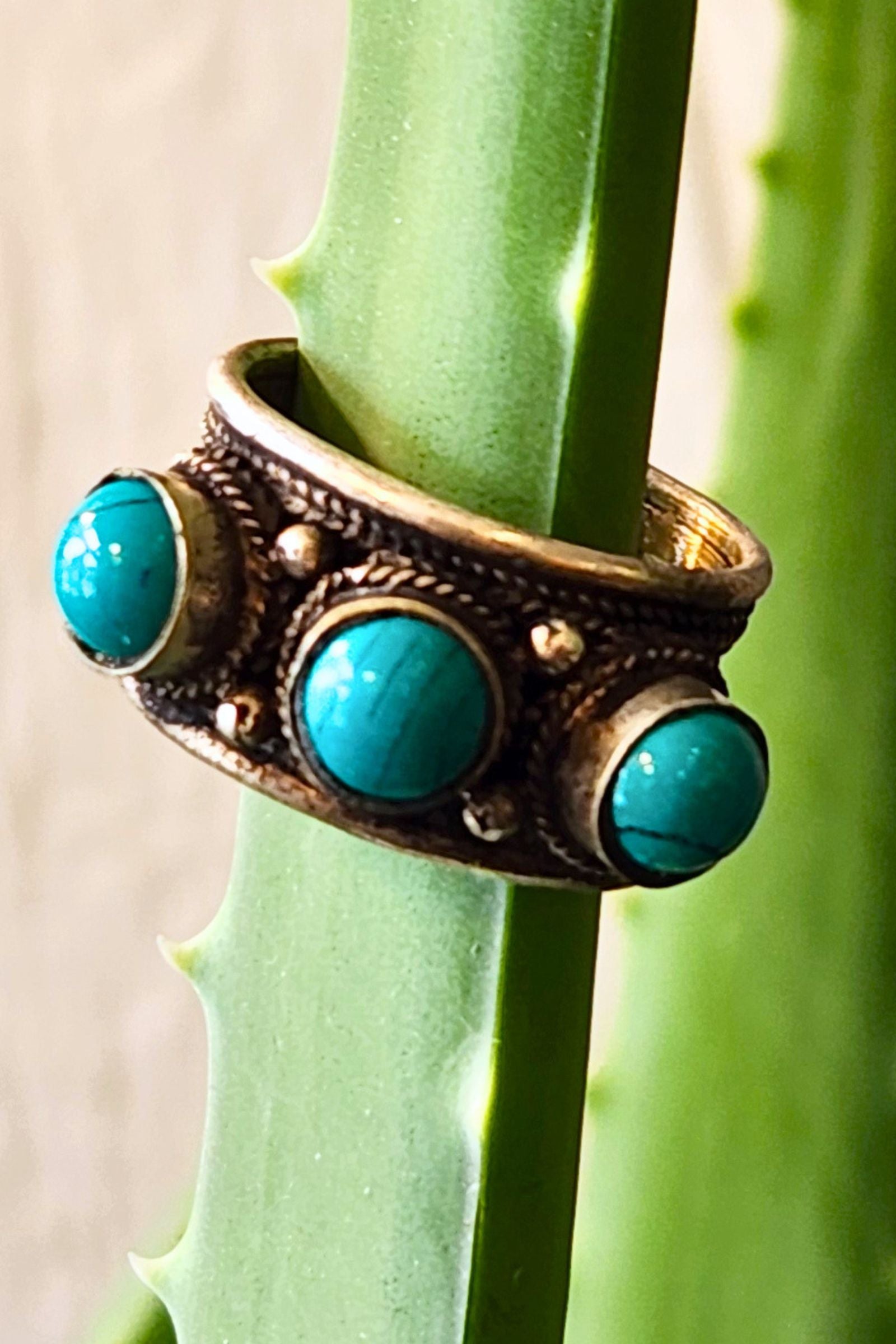 Triple Stone Turquoise Ring