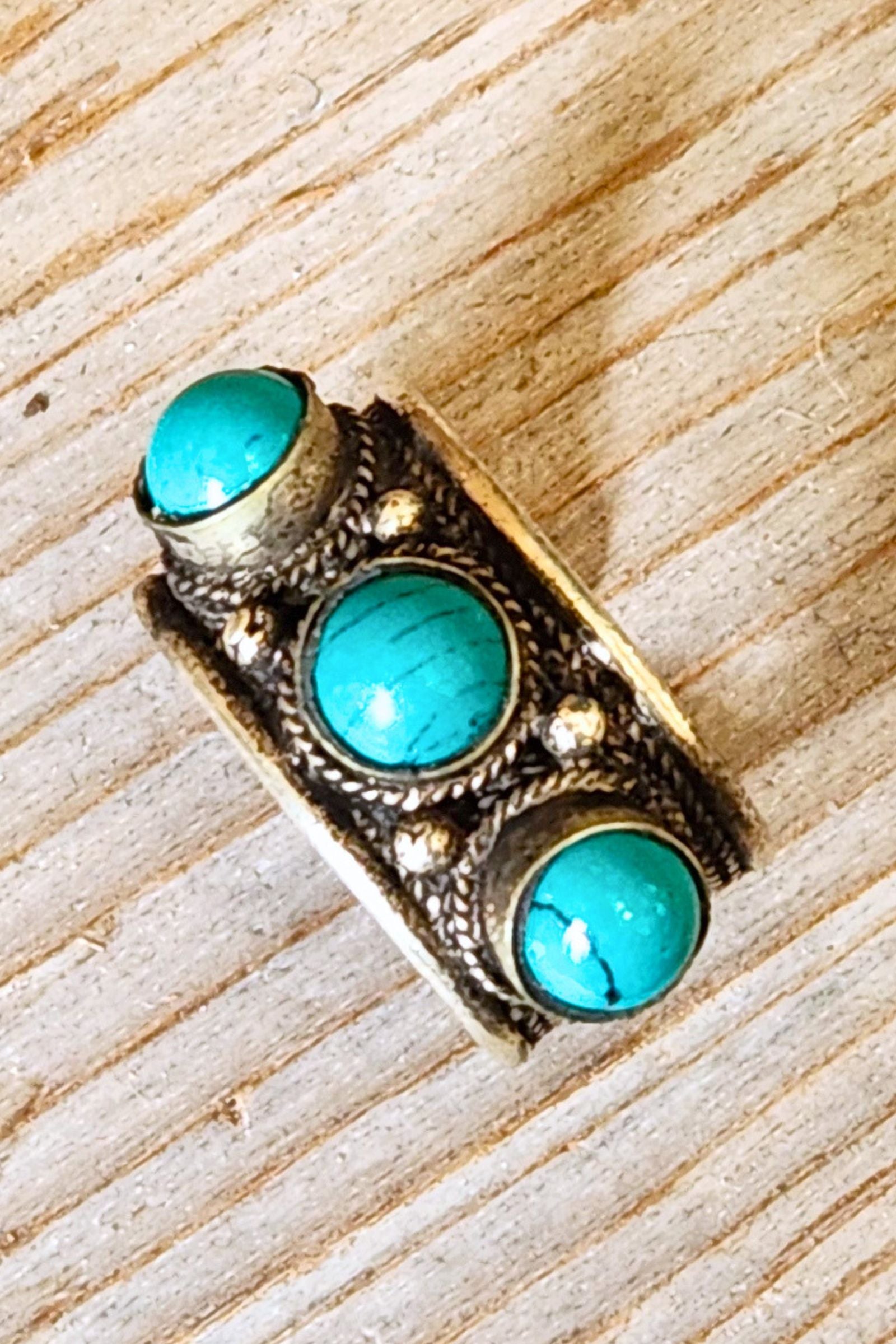 Triple Stone Turquoise Ring